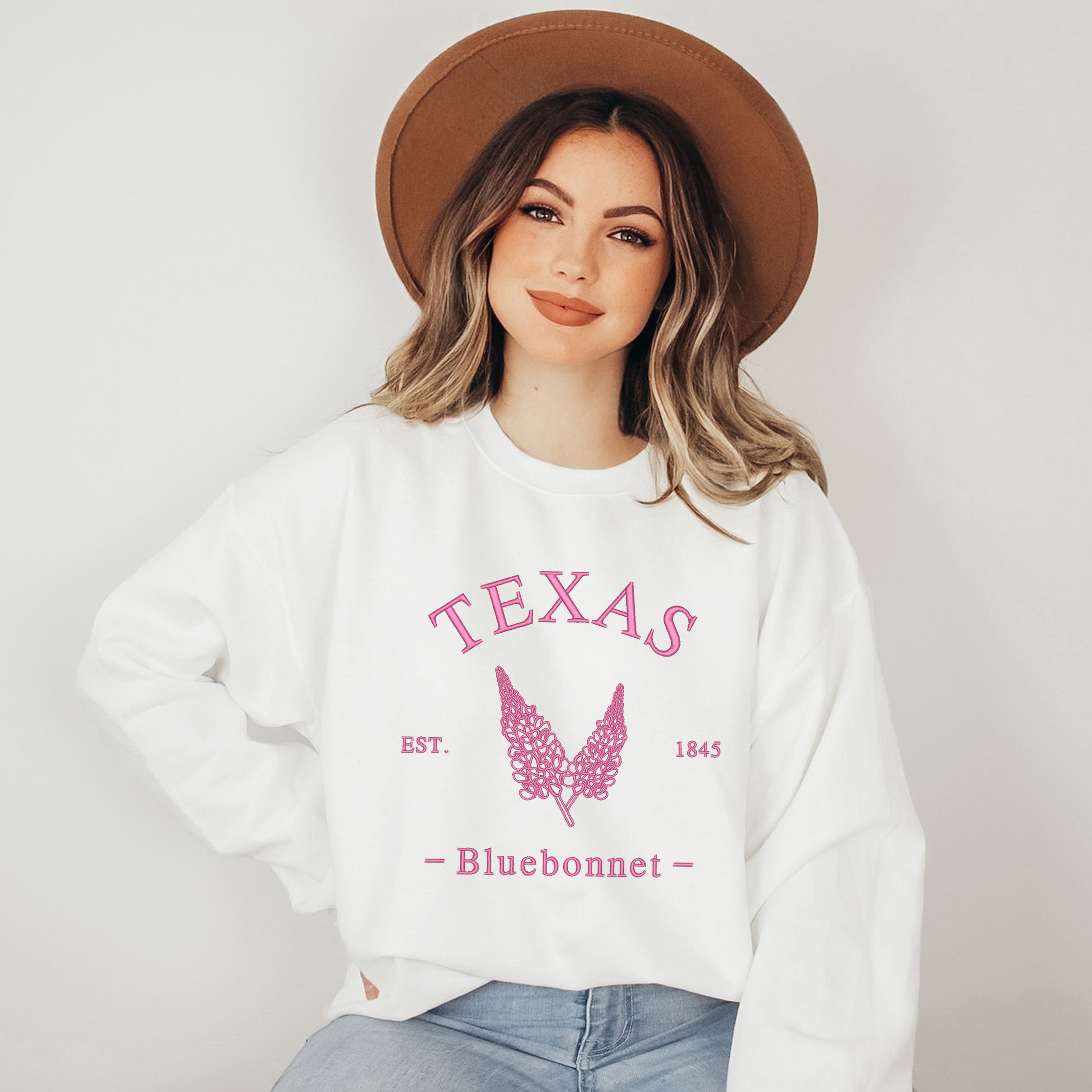Embroidered Texas Bluebonnet Flower | Sweatshirt