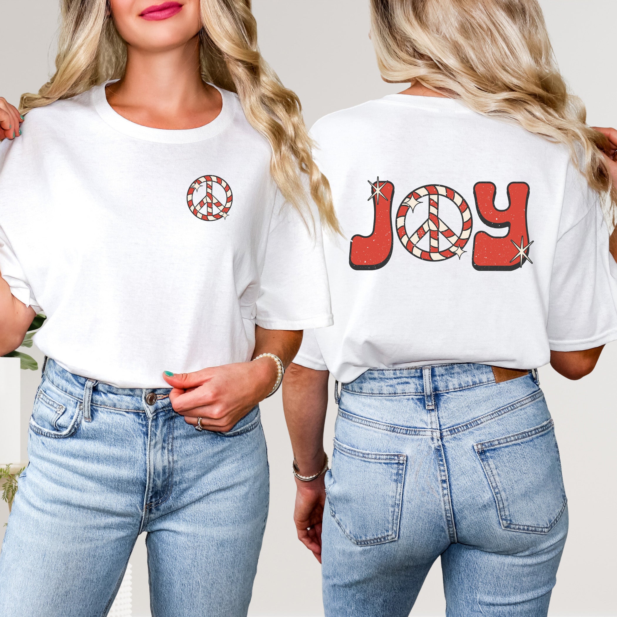Joy Peace Sign | Front & Back Short Sleeve Graphic Tee