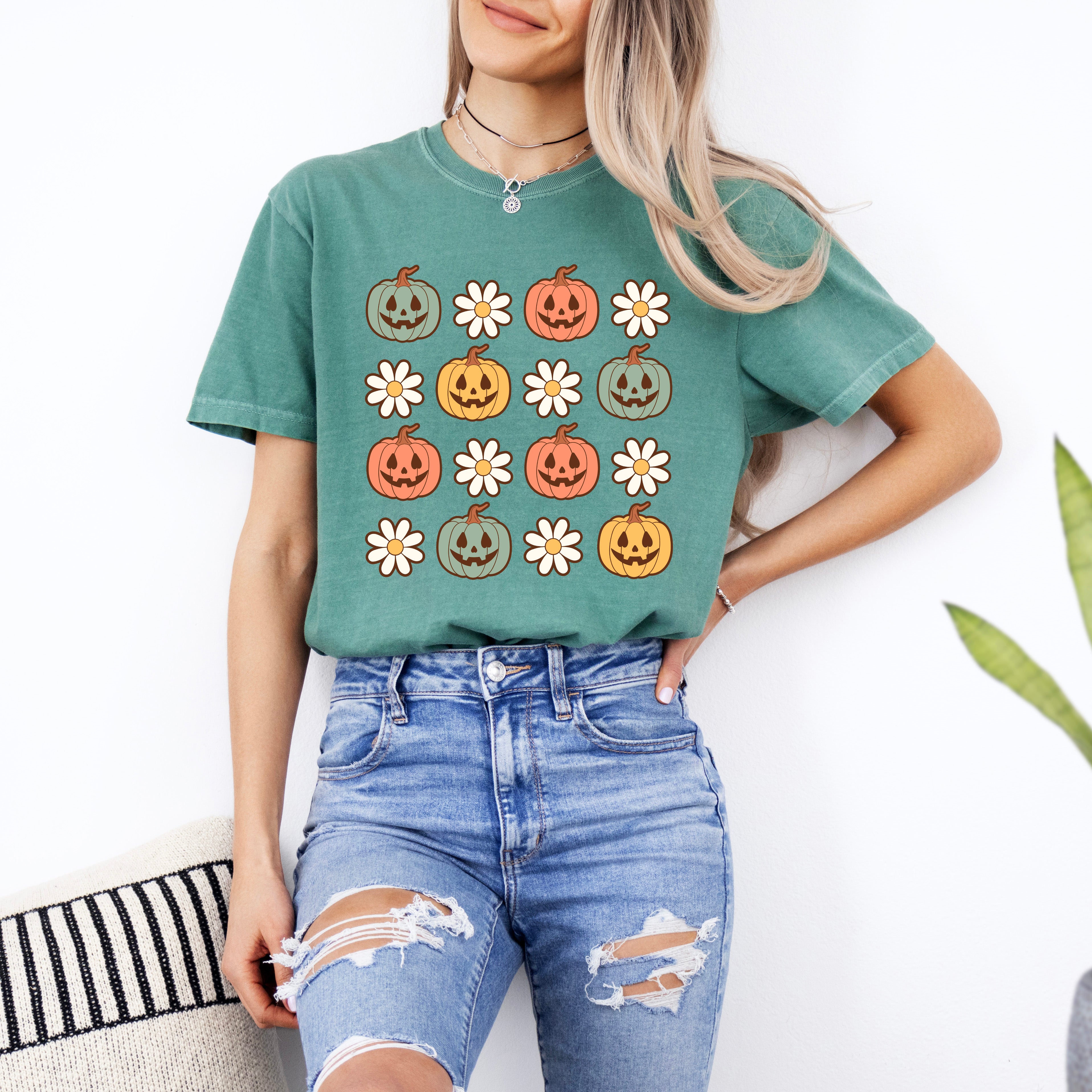 Pumpkin Daisies | Garment Dyed Tee