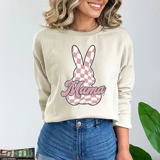 Checkered Bunny Mama | Sweatshirt
