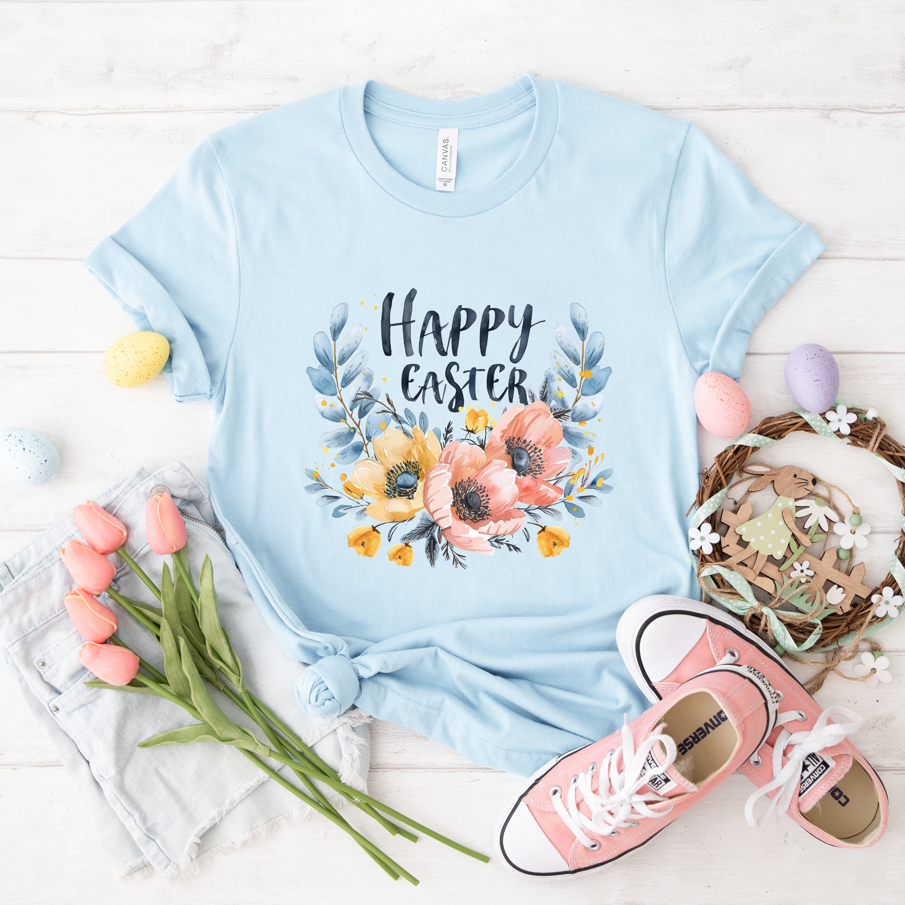 Happy Easter Floral | Short Sleeve Graphic Tee