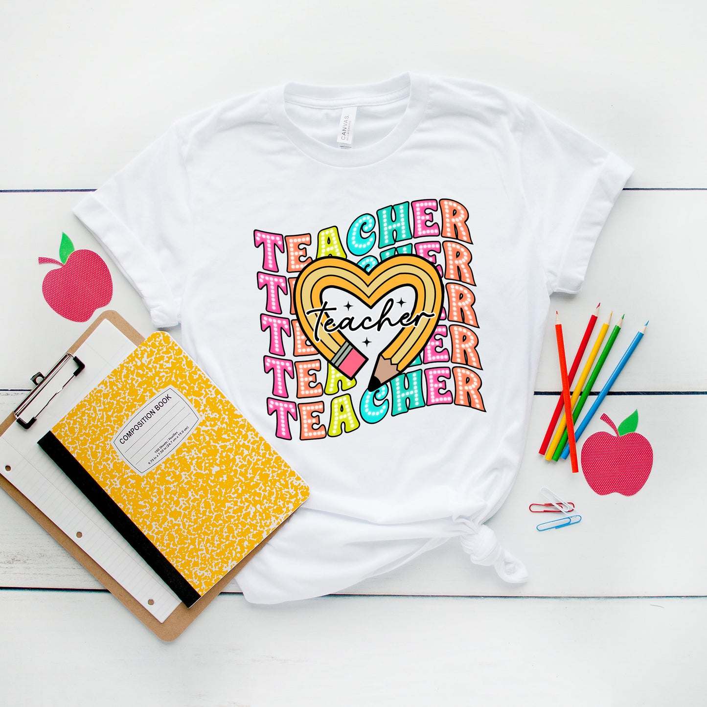 Teacher Pencil Heart | Short Sleeve Graphic Tee