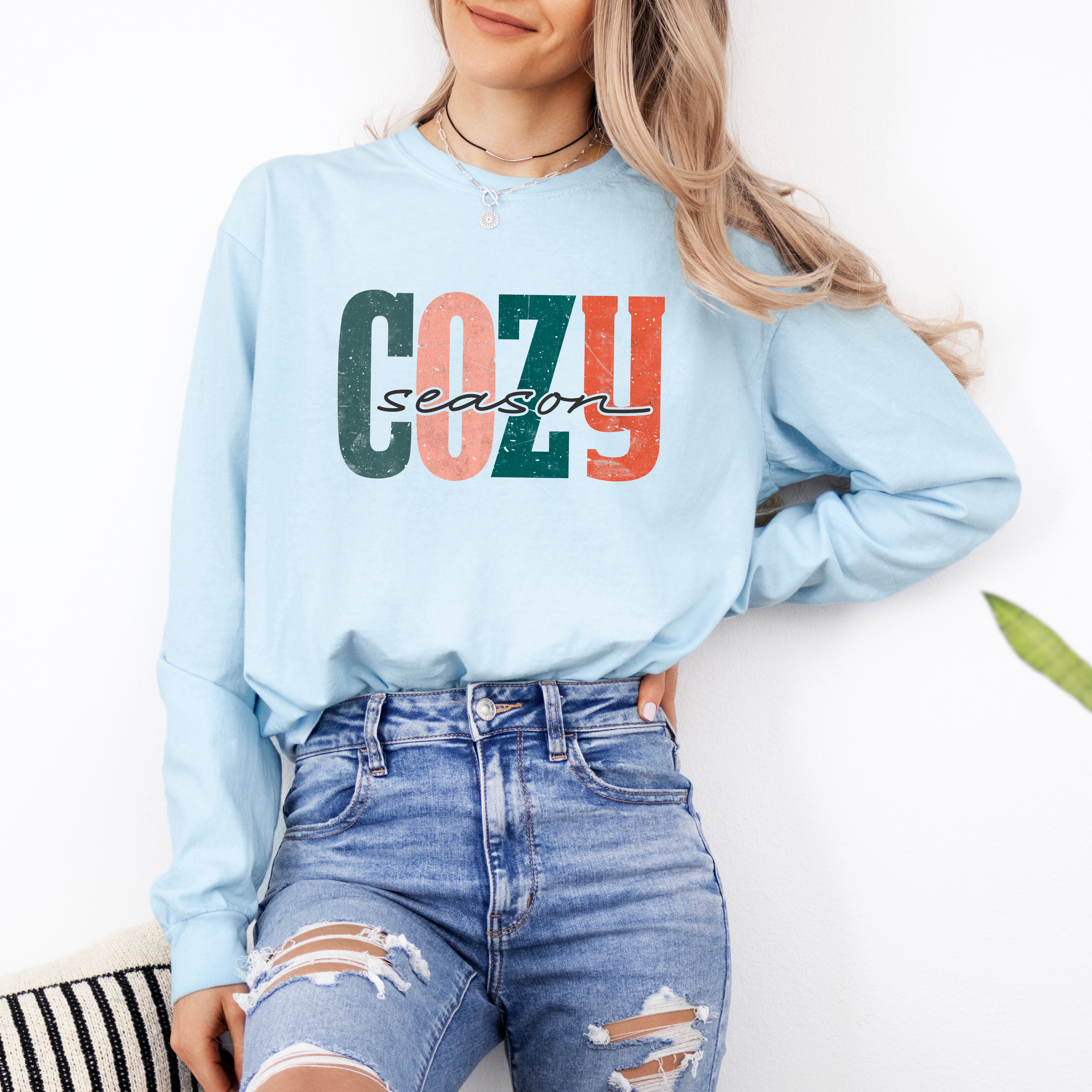 Retro Cozy Season Colorful | Garment Dyed Long Sleeve