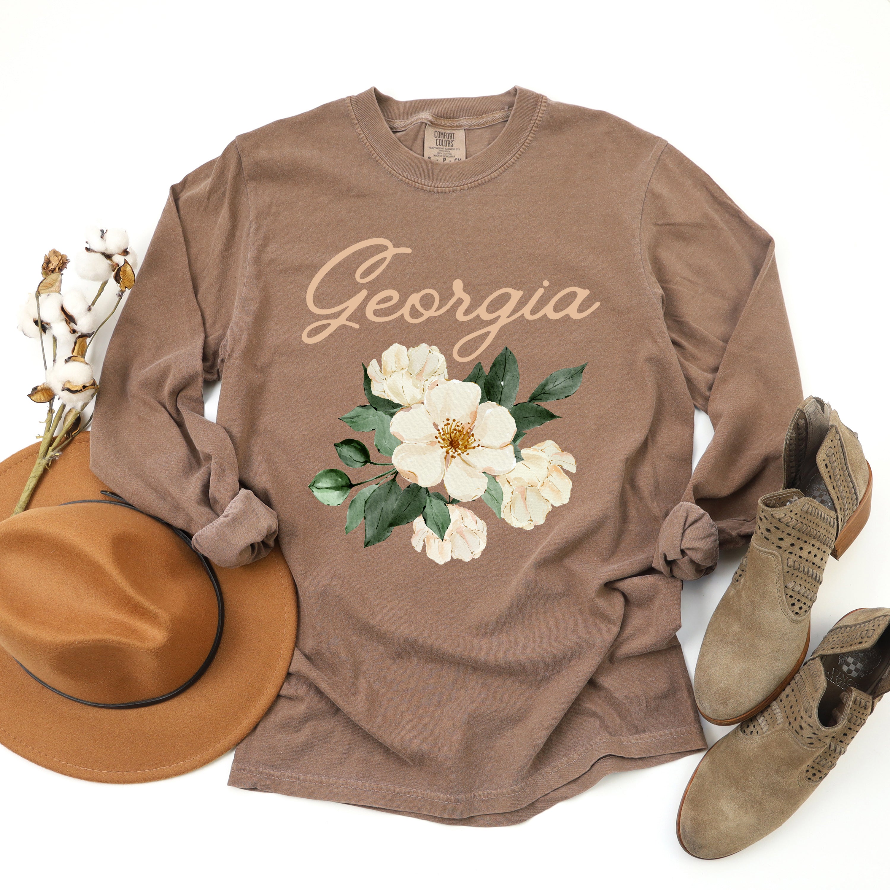 Georgia Flower Colorful | Garment Dyed Long Sleeve