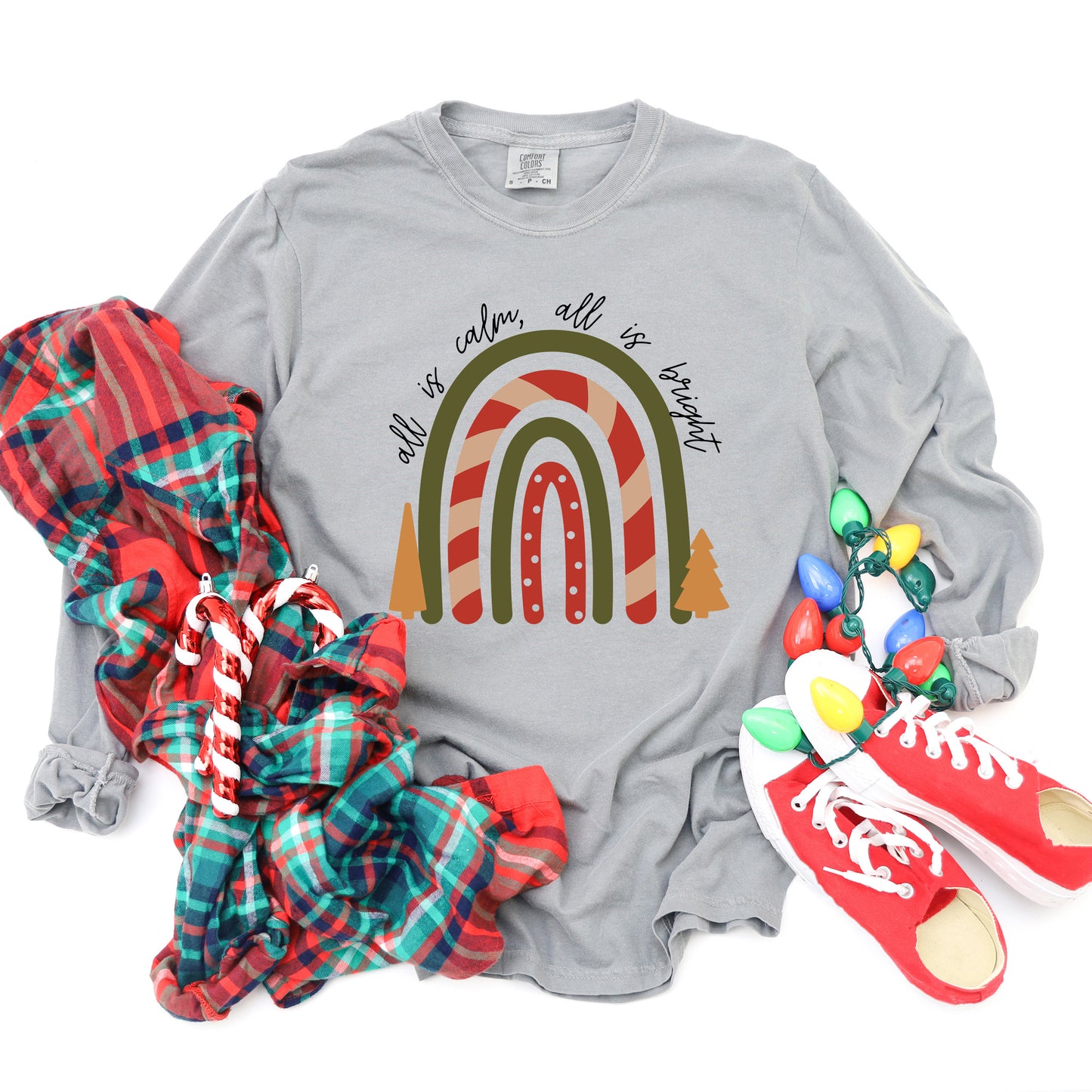 Boho All Is Calm Rainbow | Garment Dyed Long Sleeve