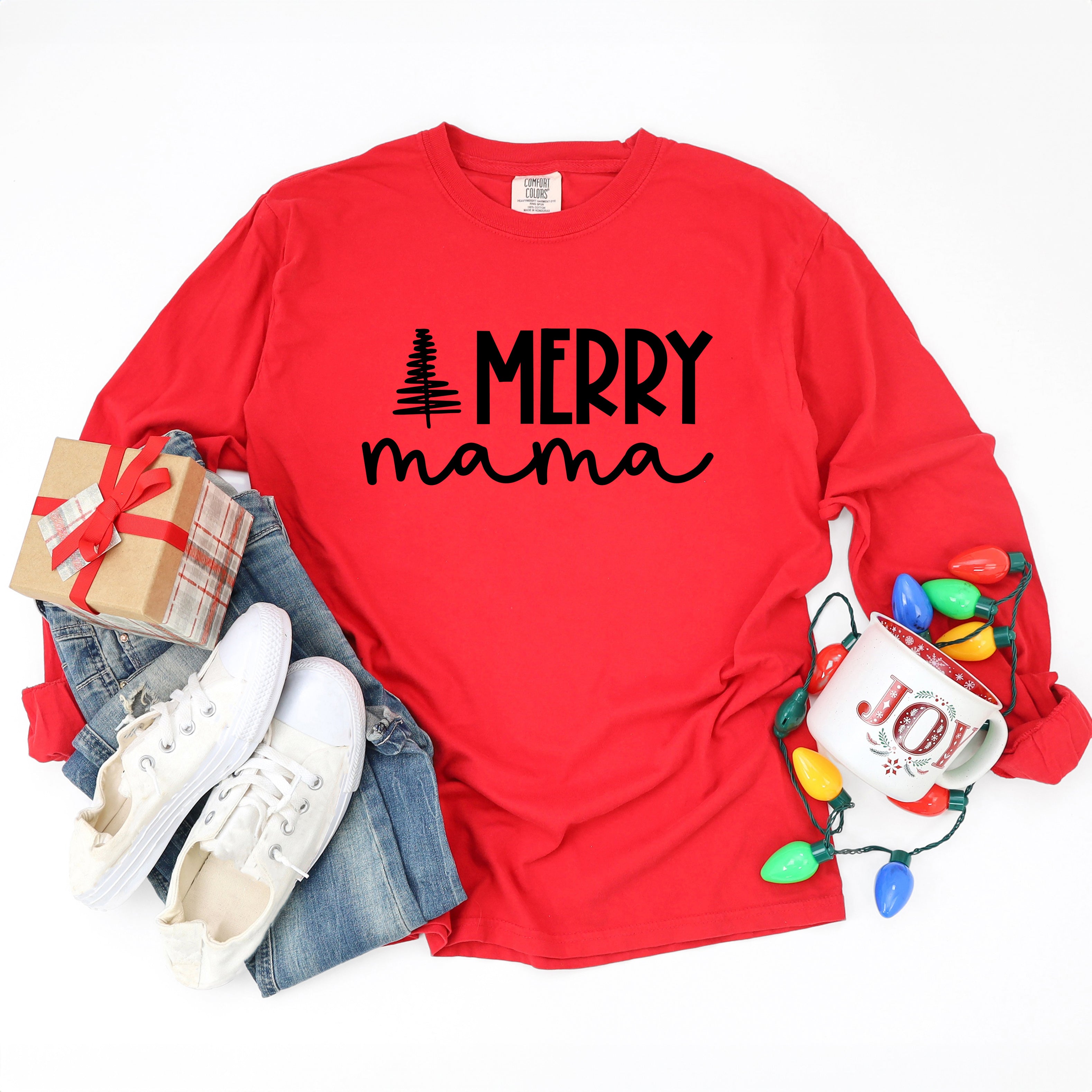 Merry Mama Tree | Garment Dyed Long Sleeve
