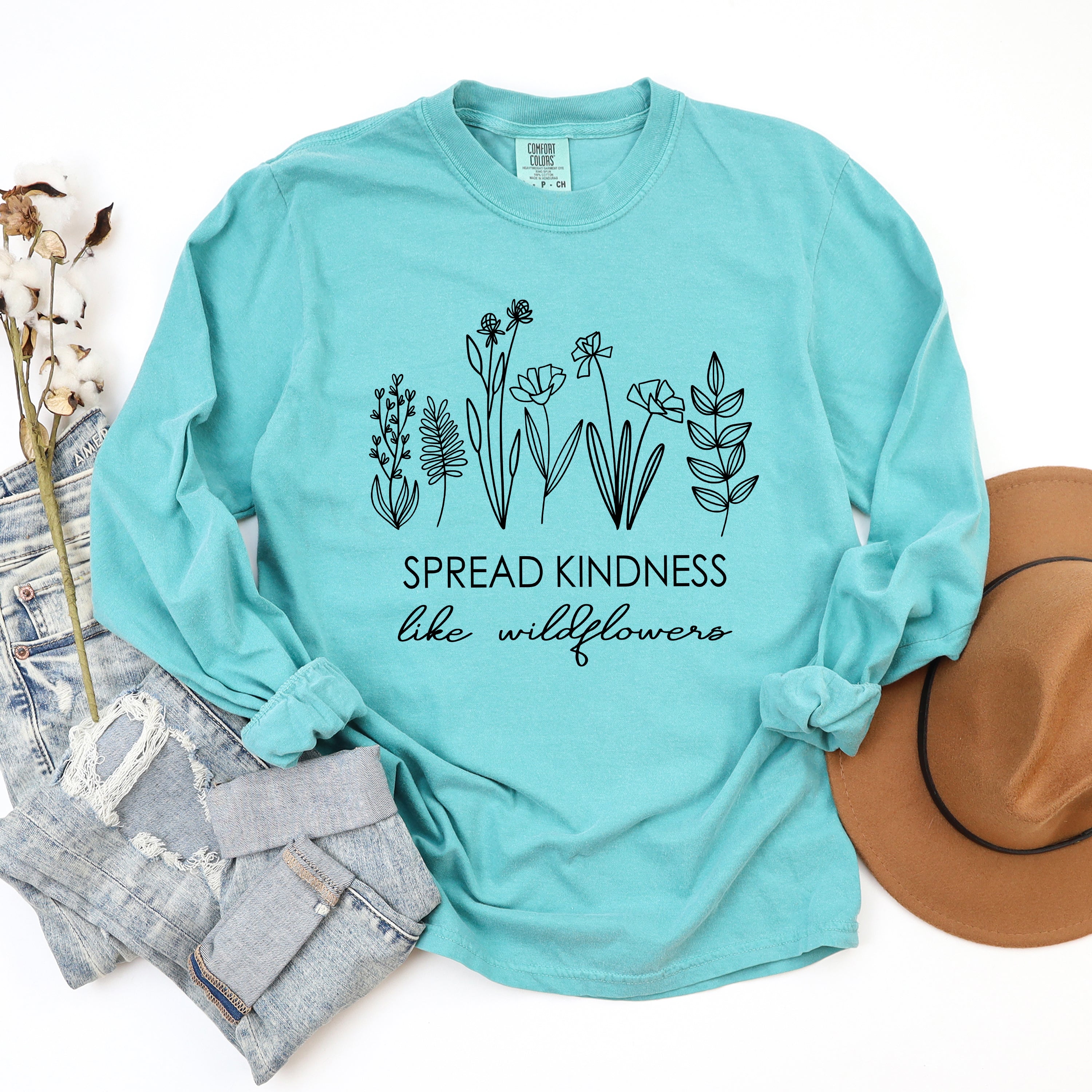Spread Kindness Like Wildflowers | Garment Dyed Long Sleeve