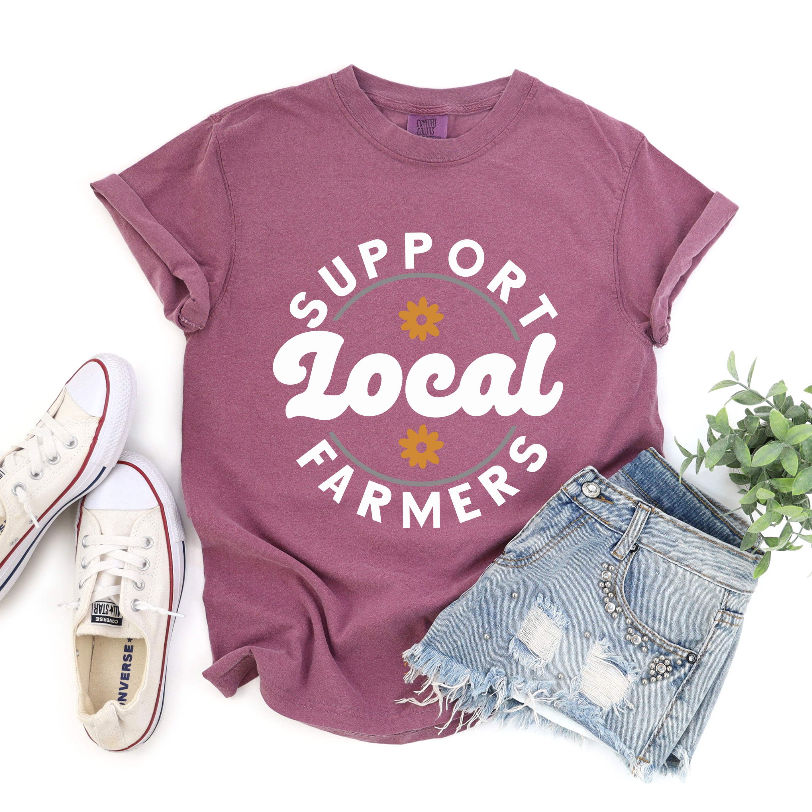 Support Local Farmers Flowers | Garment Dyed Tee