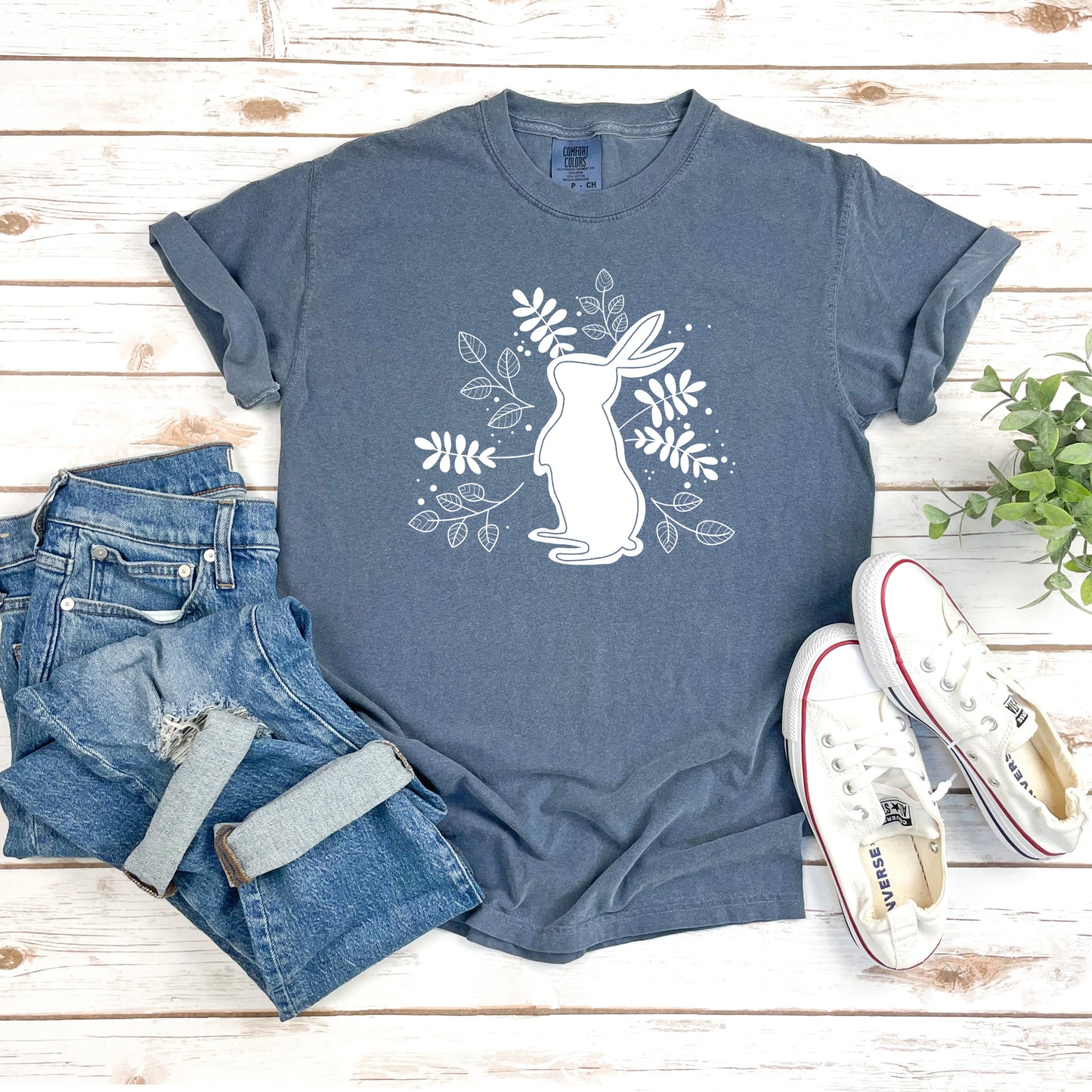 Floral Bunny | Garment Dyed Short Sleeve Tee