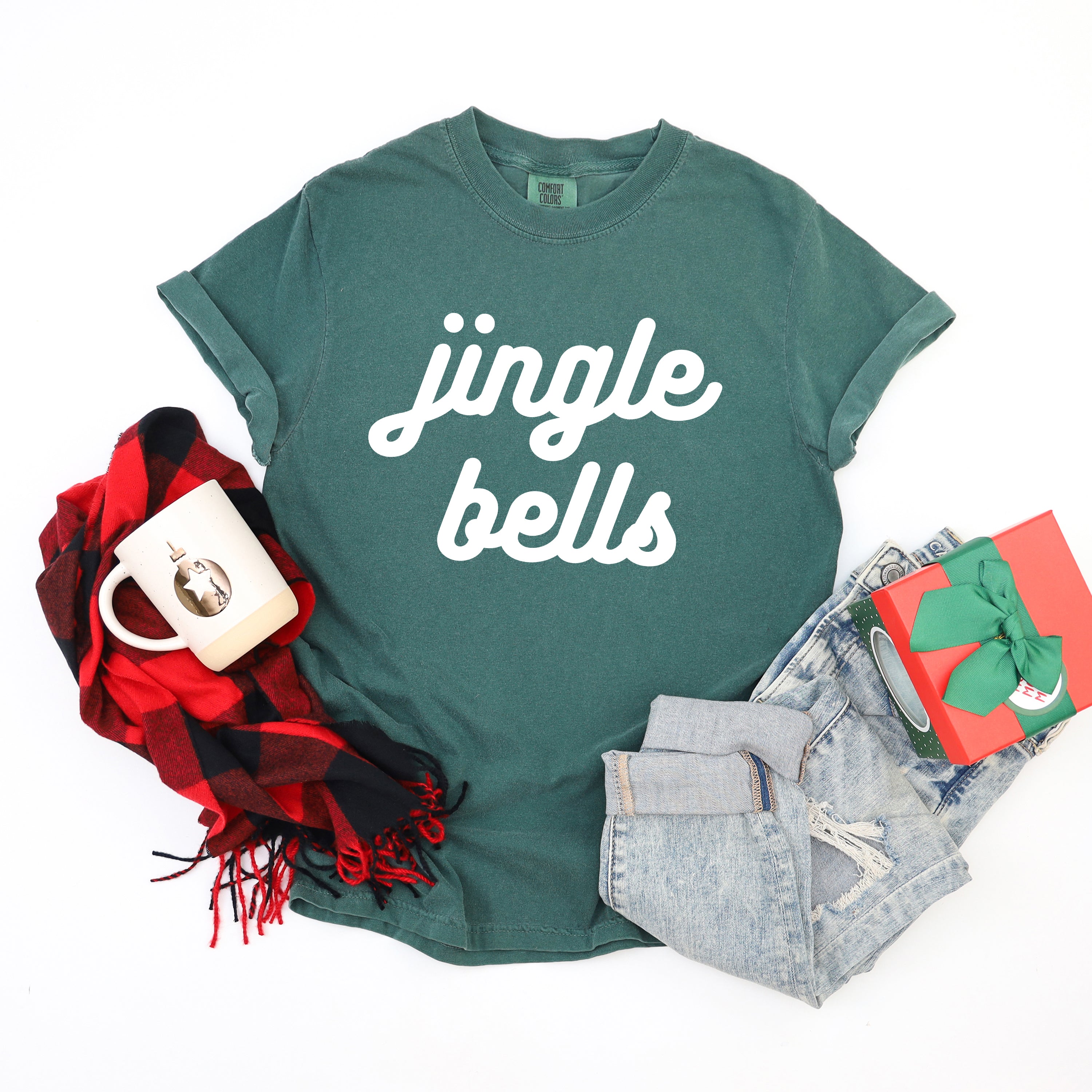 Jingle Bells Bold Cursive | Garment Dyed Tee