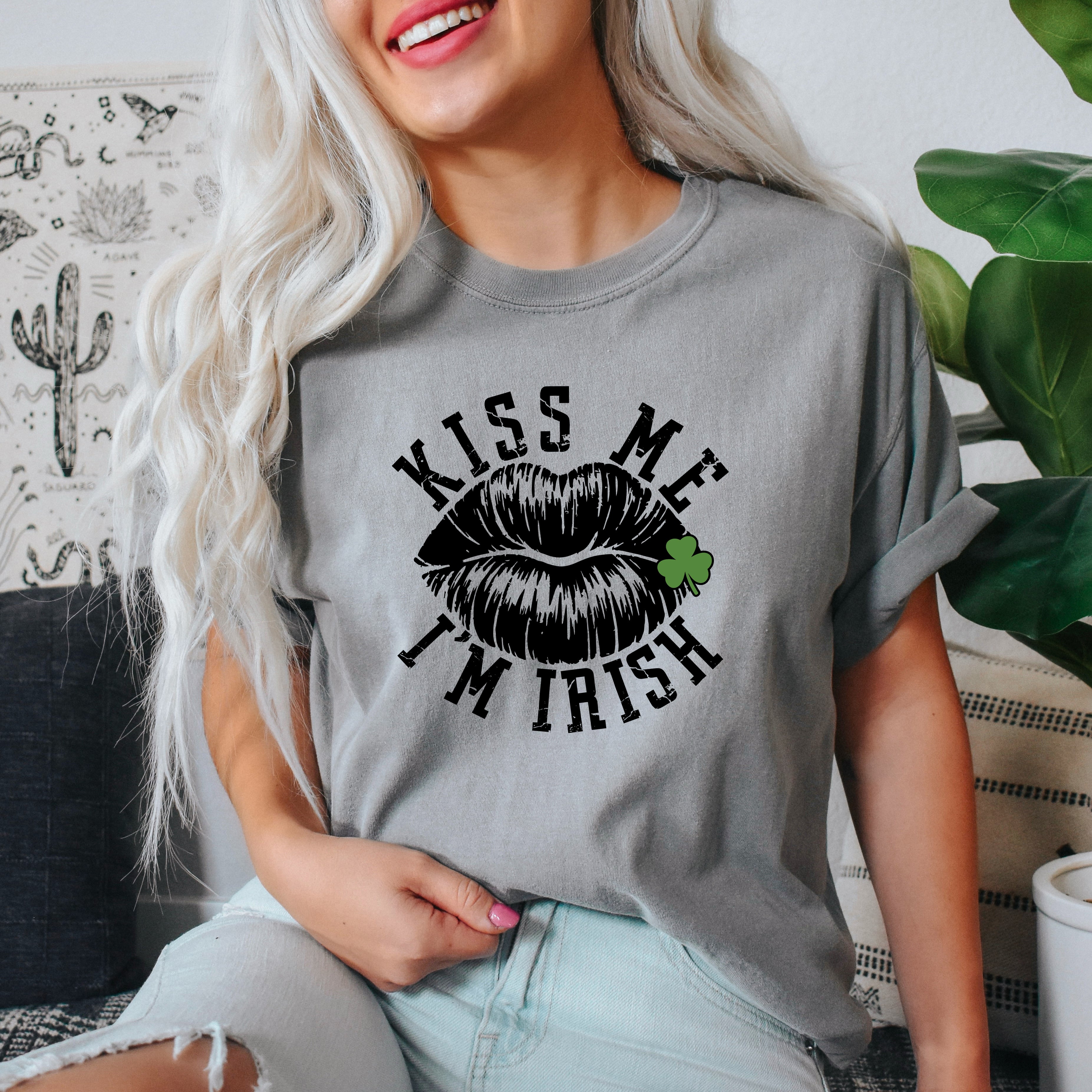 Kiss Me Irish Lips | Garment Dyed Tee