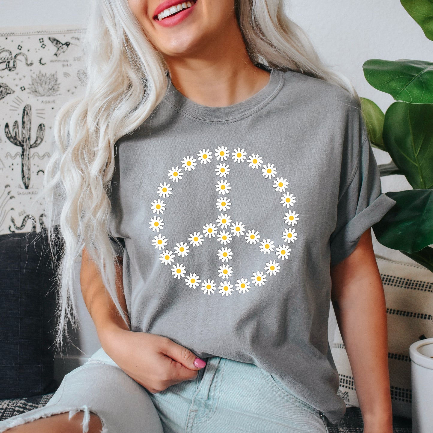 Daisy Peace Sign | Garment Dyed Tee