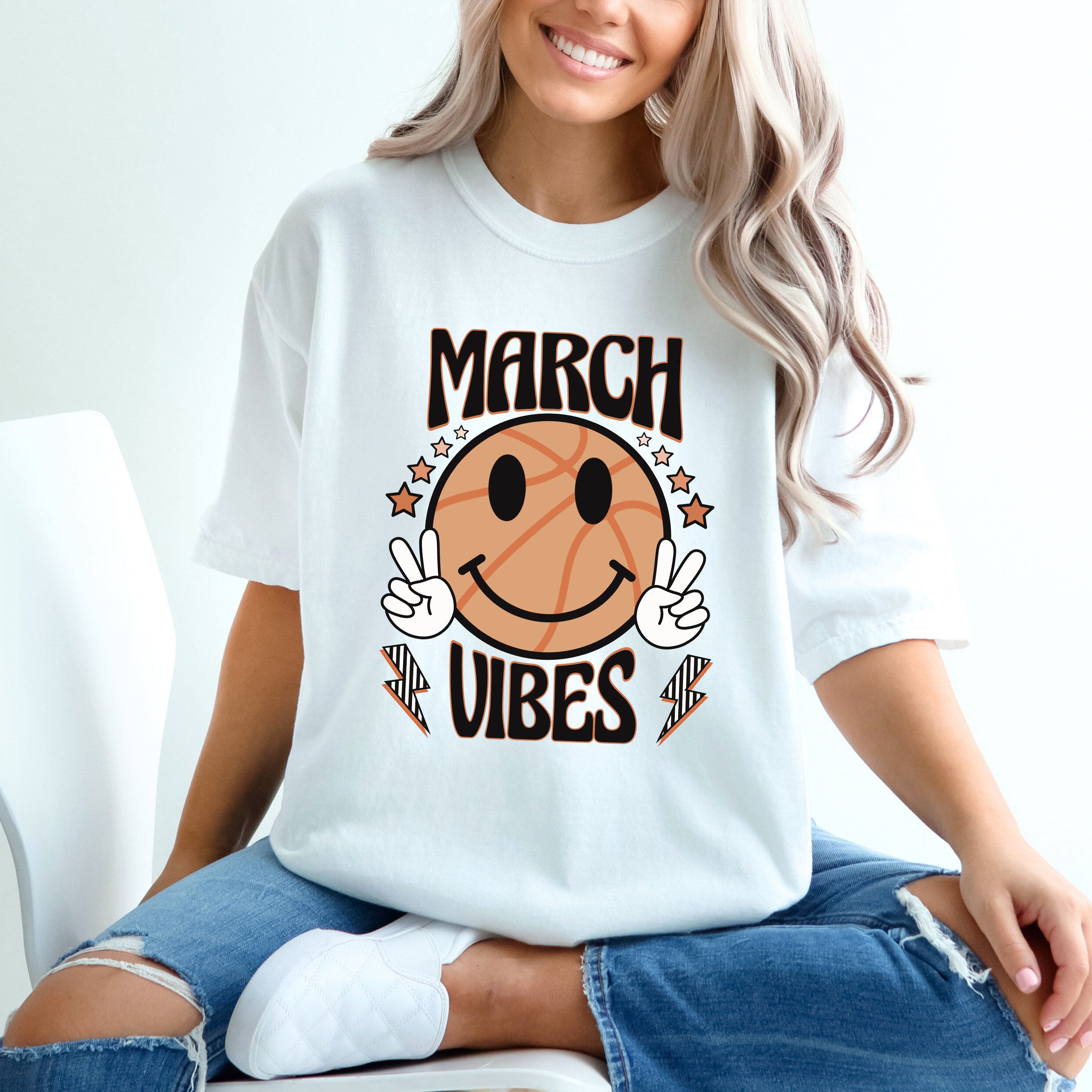 March Vibes Basketball | Garment Dyed Short Sleeve Tee