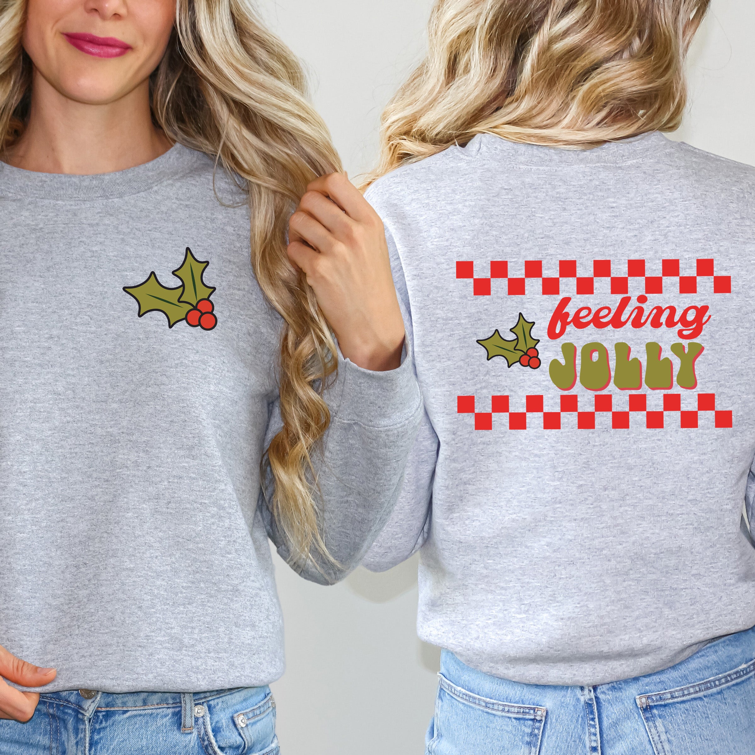 Feeling Jolly Checkered | Sweatshirt Front and Back Design