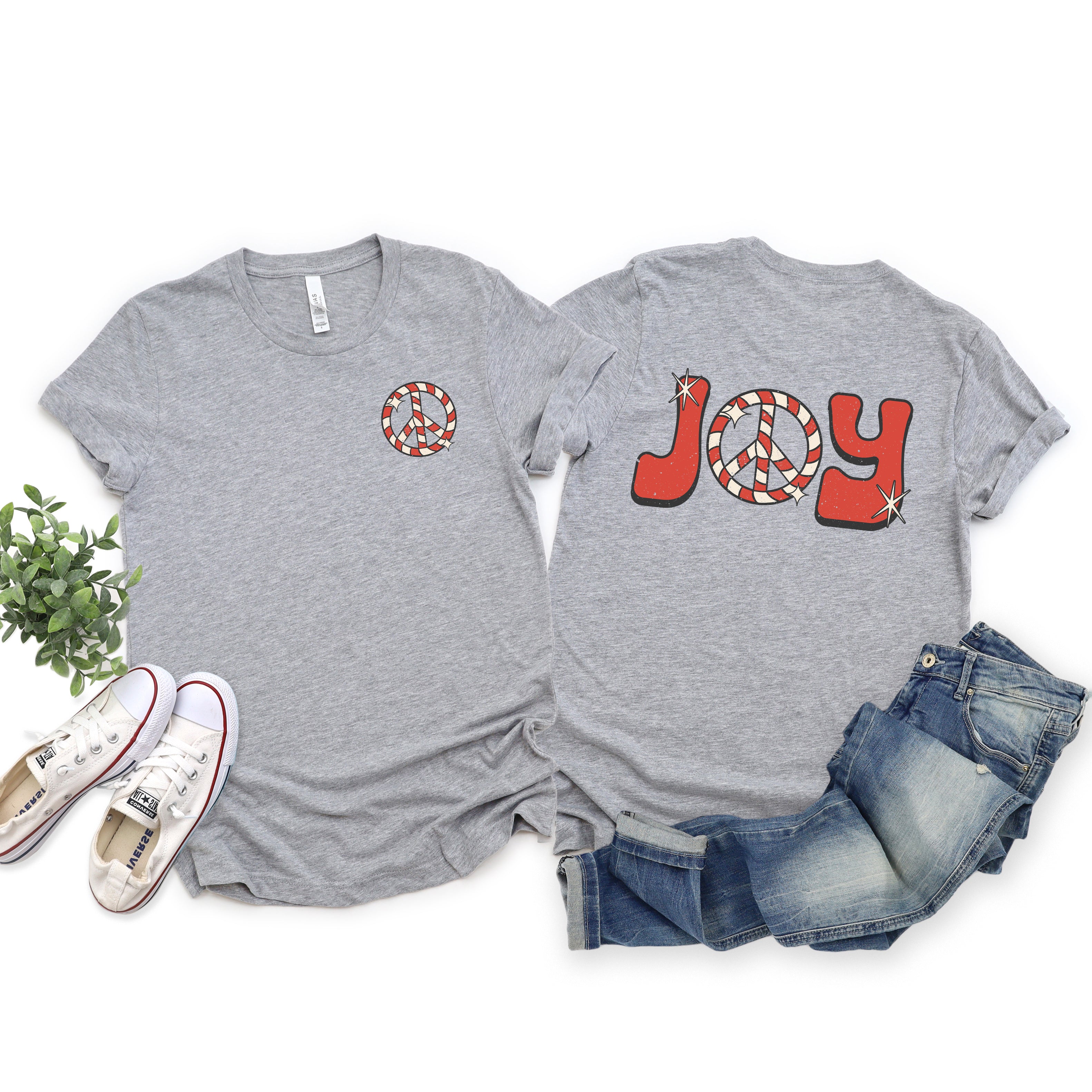Joy Peace Sign | Front & Back Short Sleeve Graphic Tee