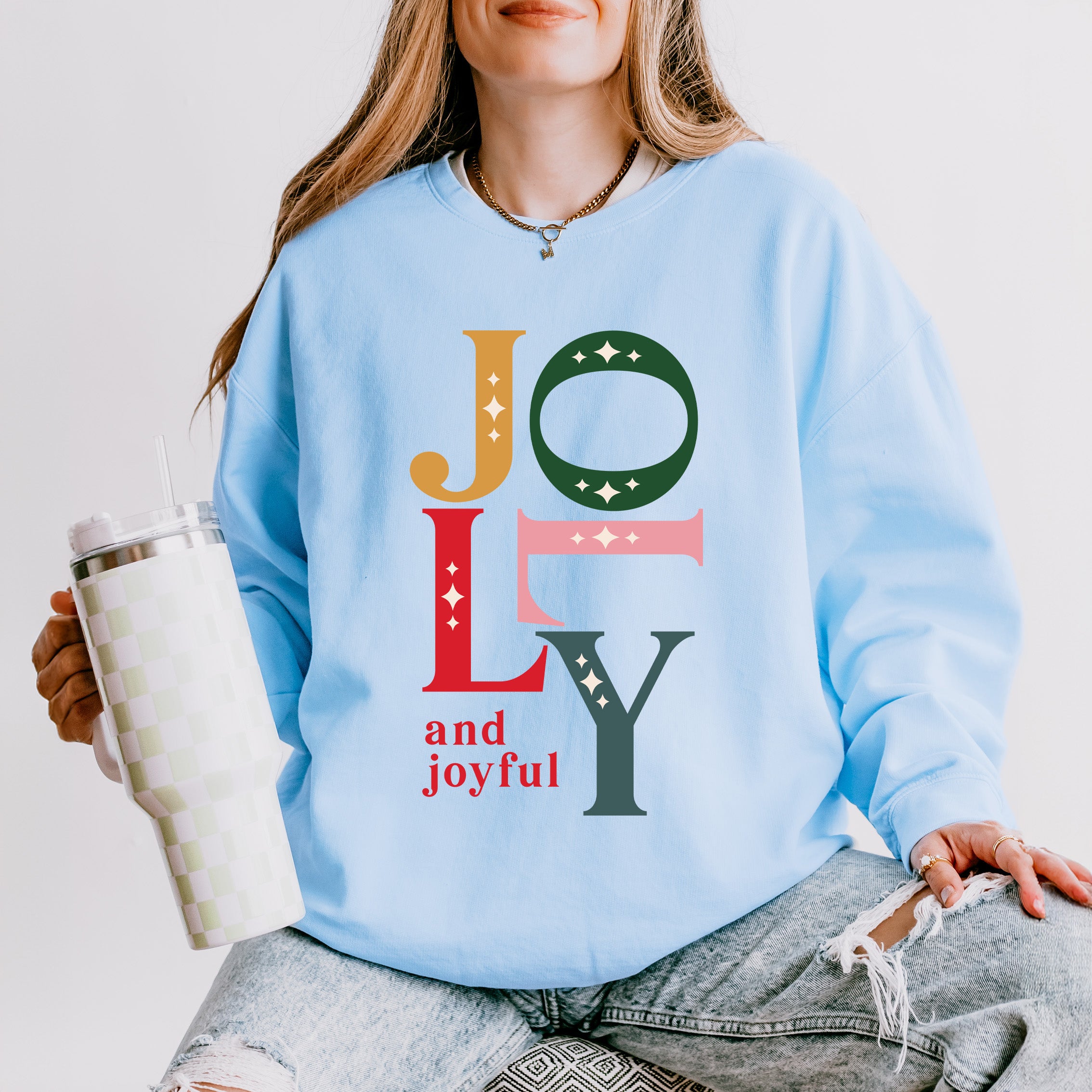 Jolly And Joyful | Lightweight Garment Dyed Sweatshirt