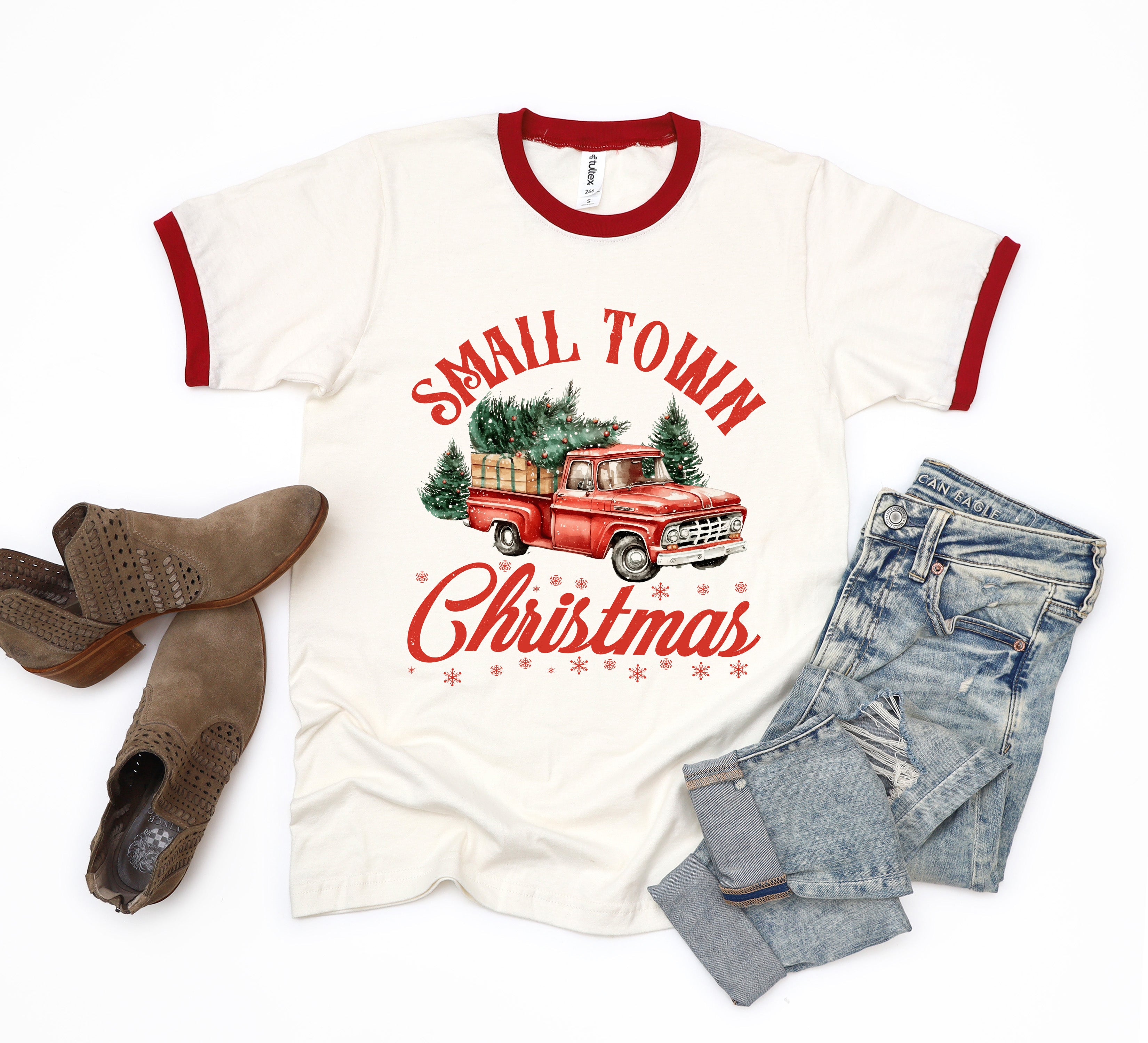 Small Town Christmas Truck | Ringer Tee