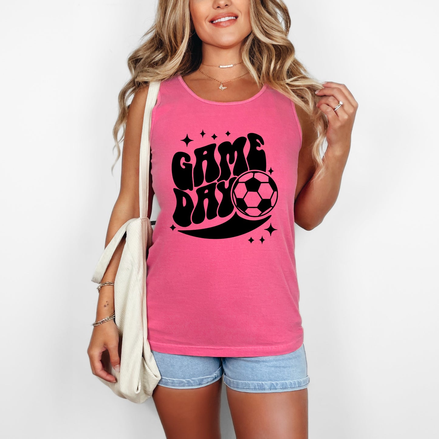 Soccer Game Day Sparkle | Garment Dyed Tank