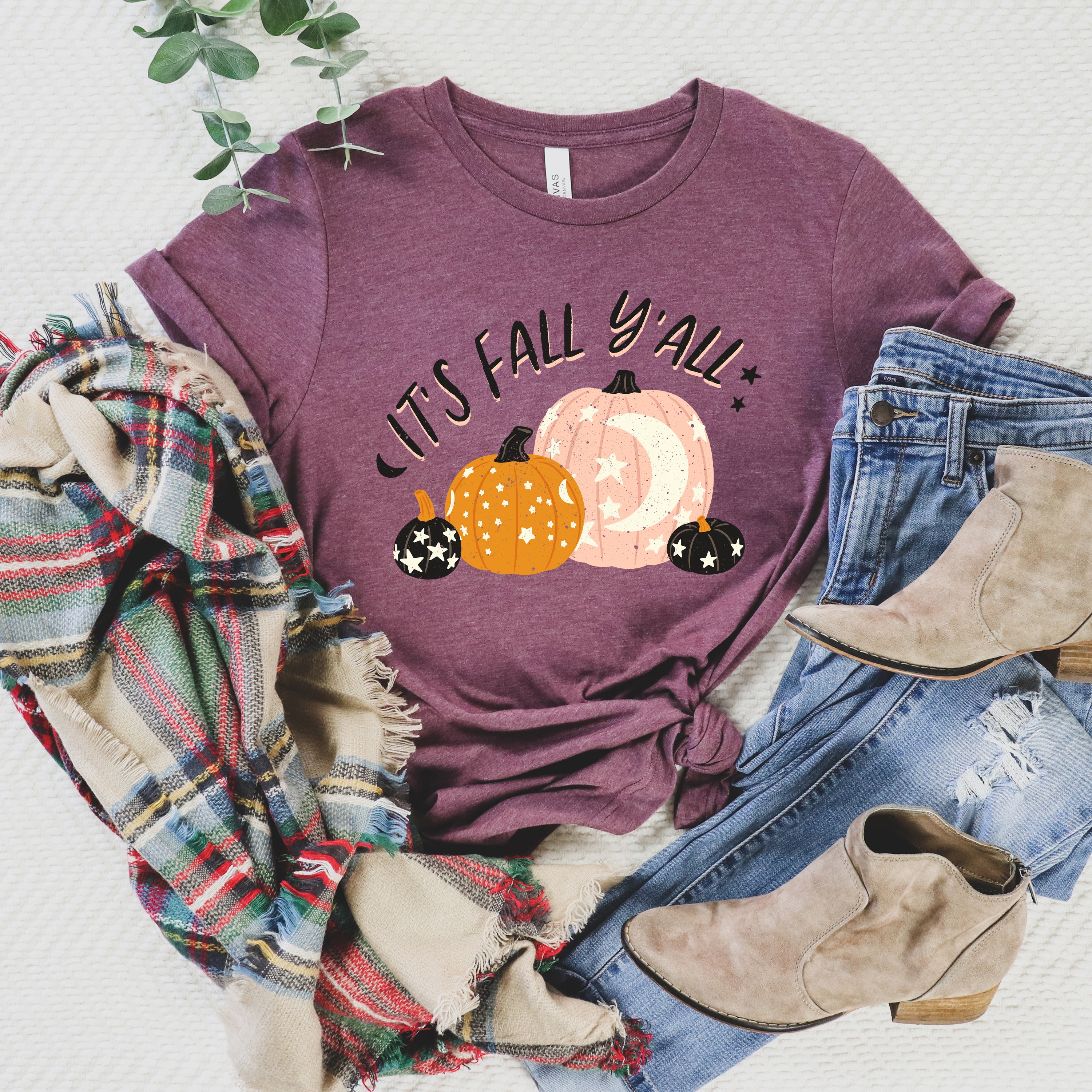 Boho It's Fall y'all Pumpkins | Short Sleeve Graphic Tee
