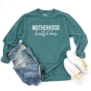 Motherhood Beautiful Chaos | Garment Dyed Long Sleeve