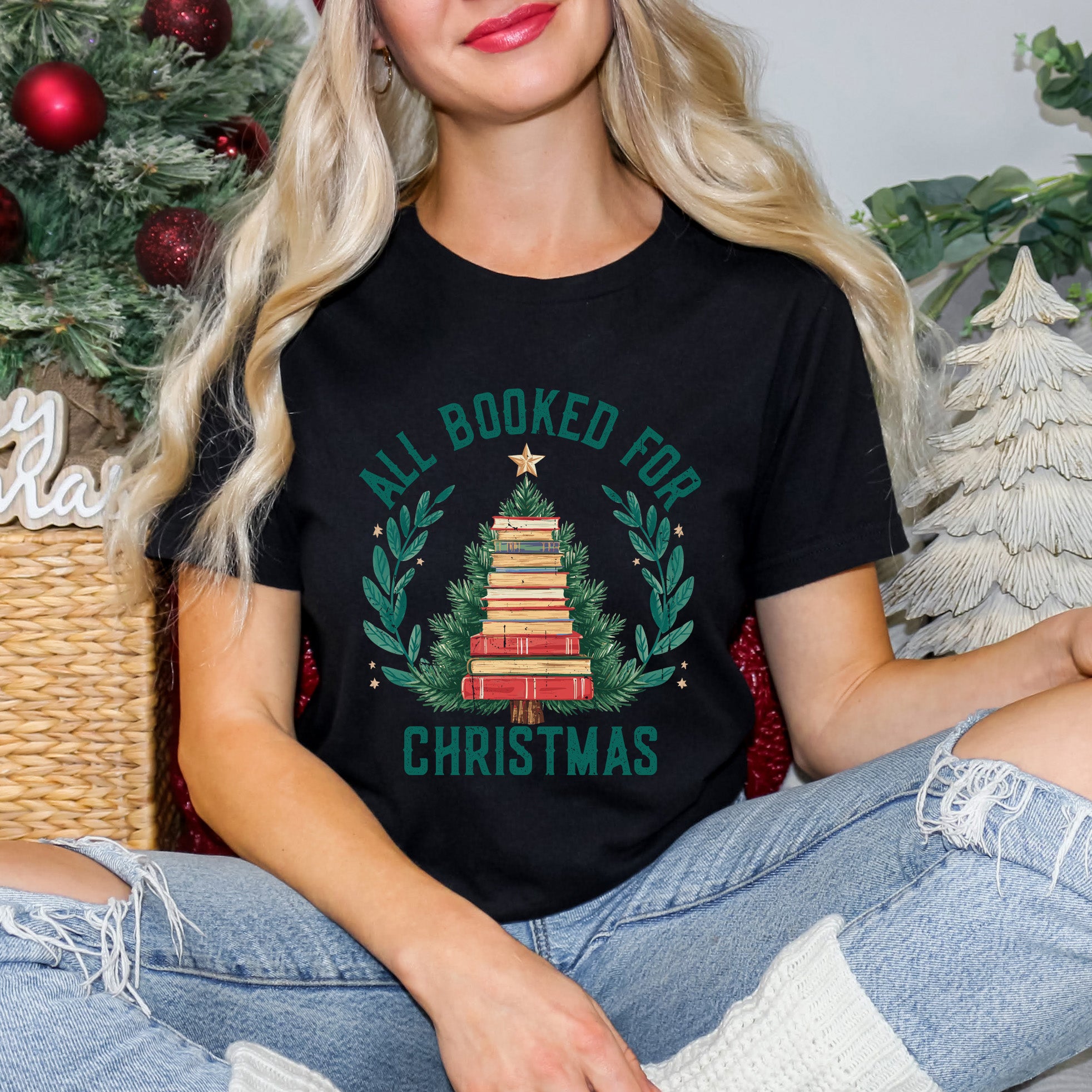 All Booked Christmas Tree | Short Sleeve Crewneck
