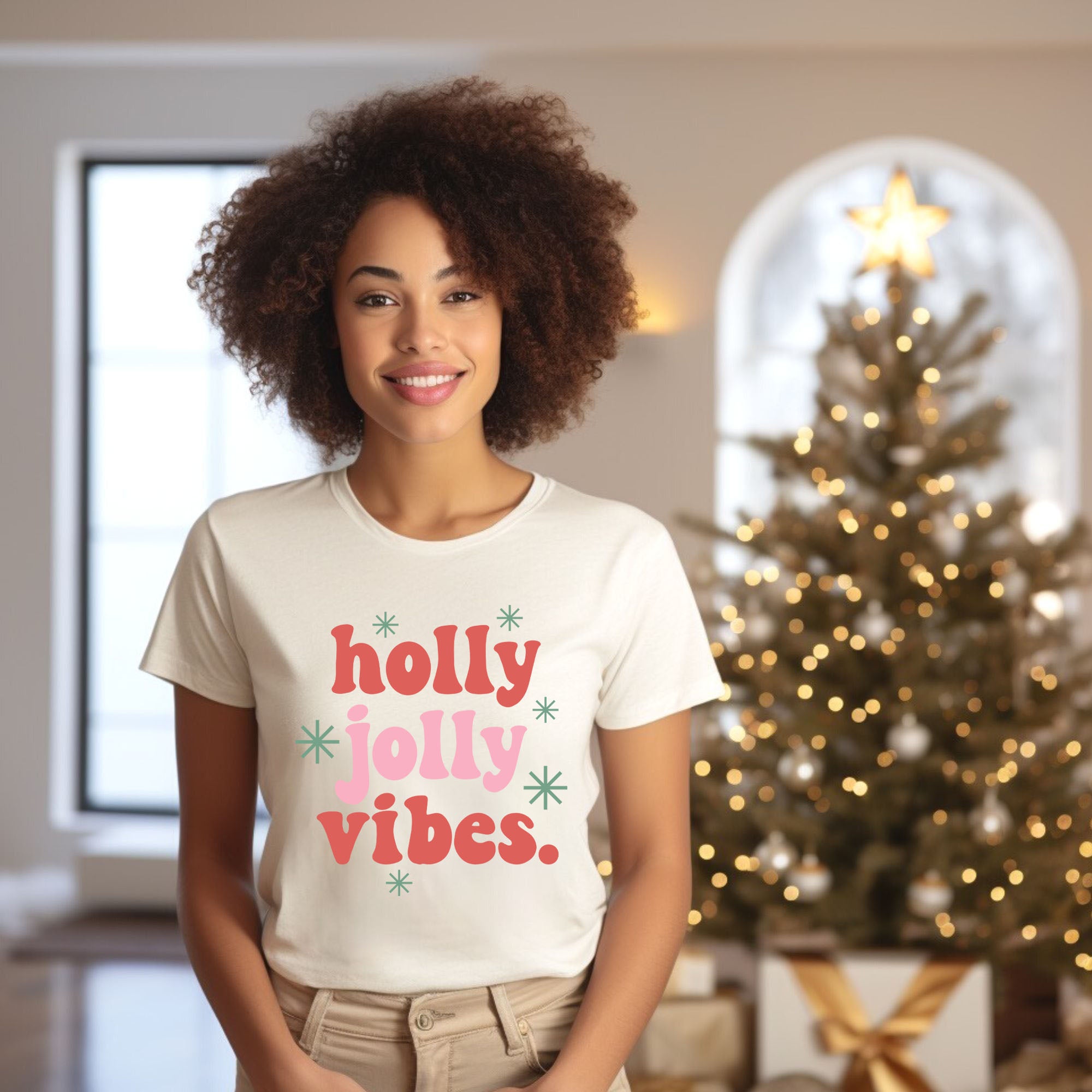 Retro Holly Jolly Vibes | Short Sleeve Graphic Tee