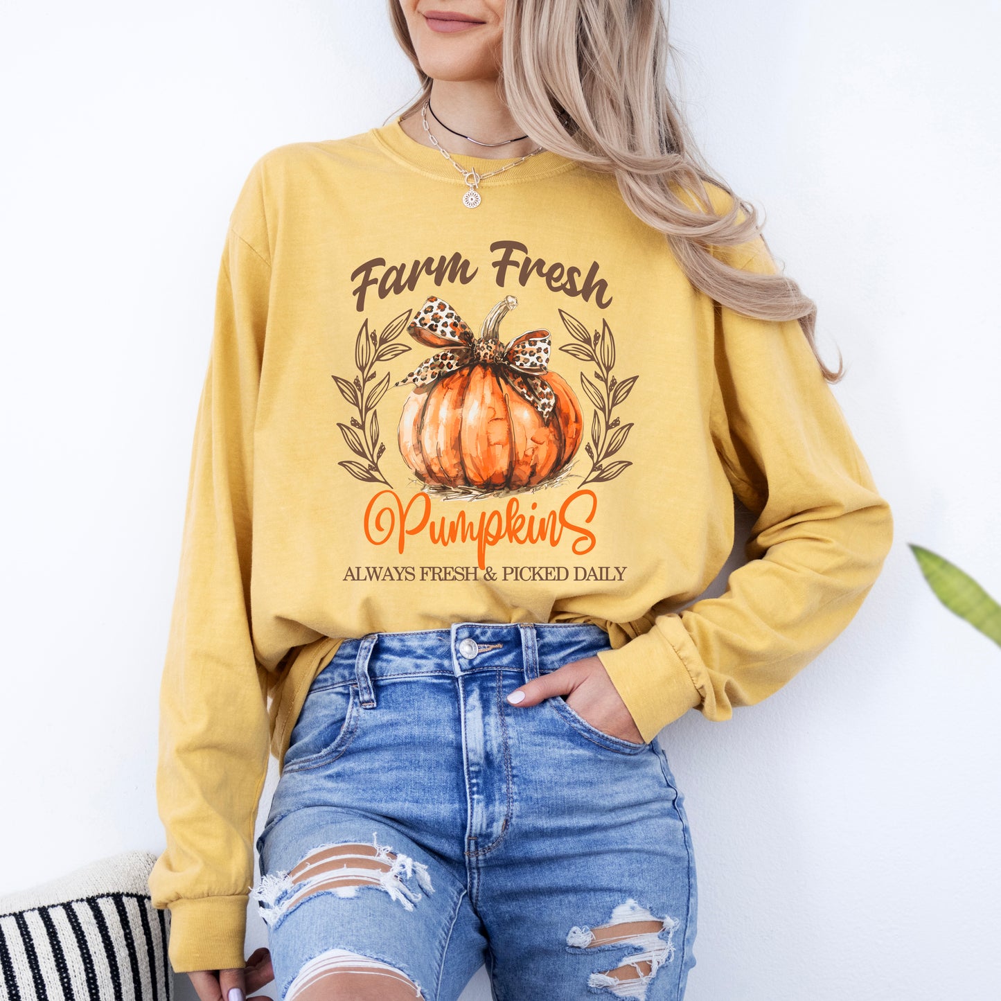 Coquette Farm Fresh Pumpkin | Garment Dyed Long Sleeve