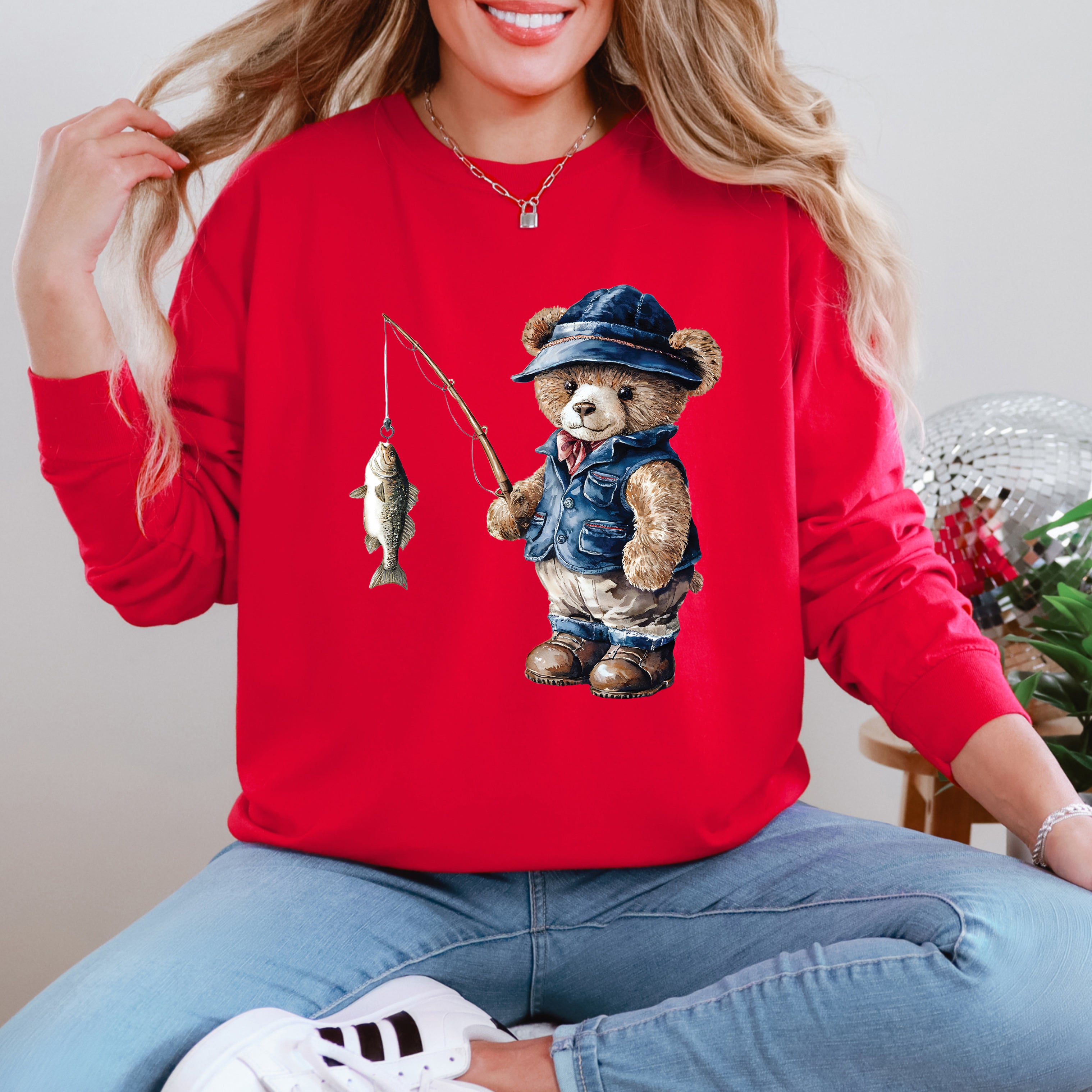 Teddy Bear Fisherman | Garment Dyed Long Sleeve