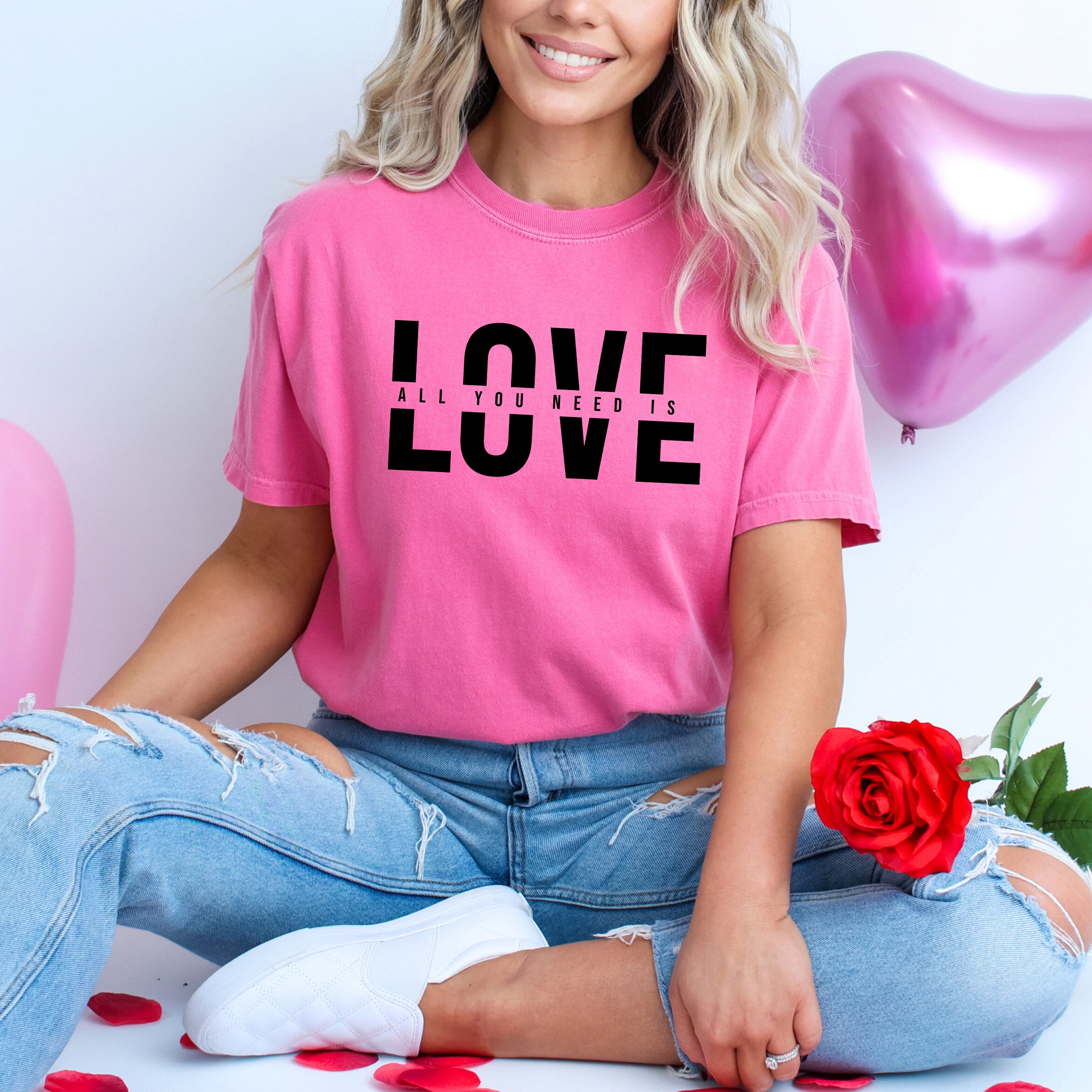Love Is All You Need Split | Garment Dyed Tee