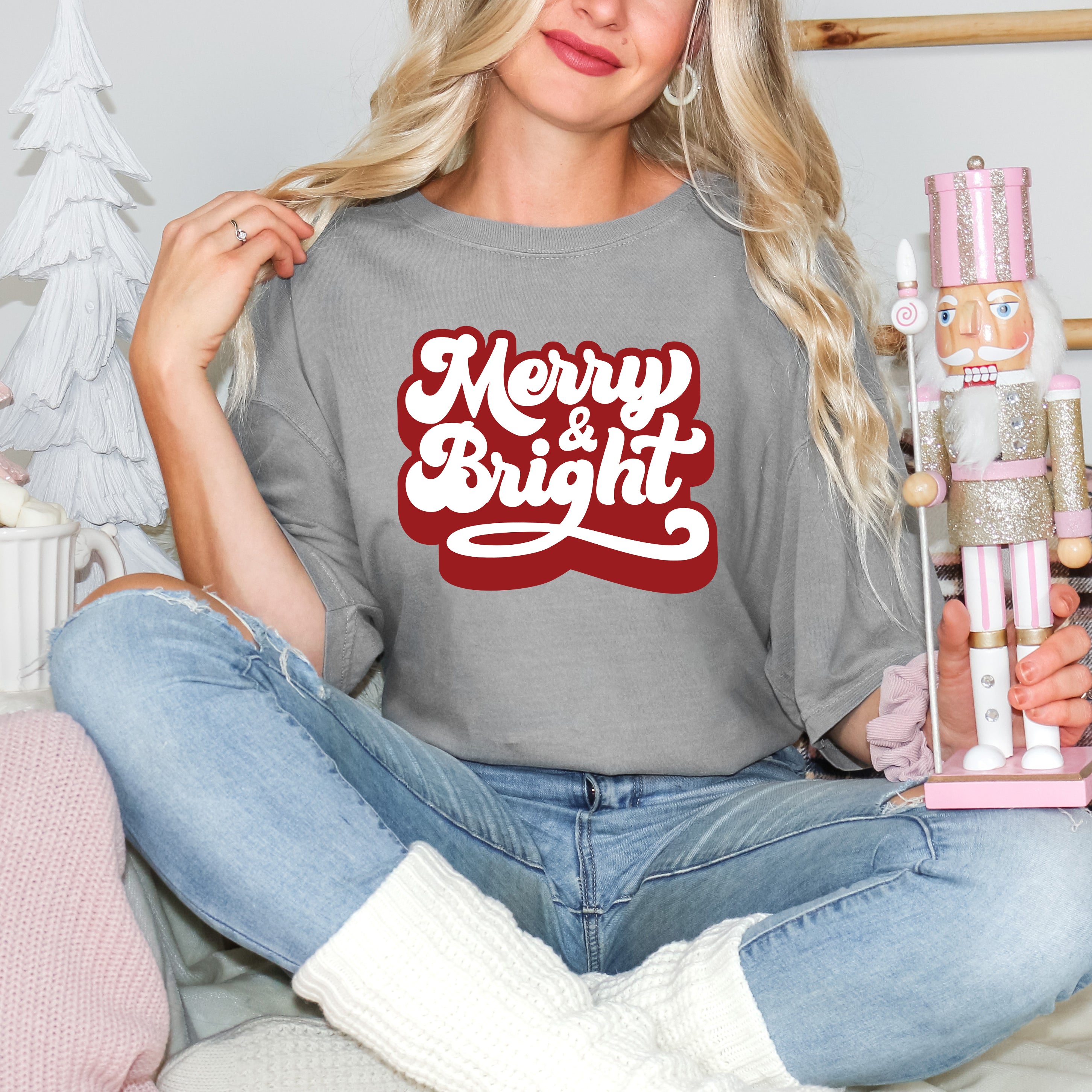 Retro Merry And Bright | Garment Dyed Tee