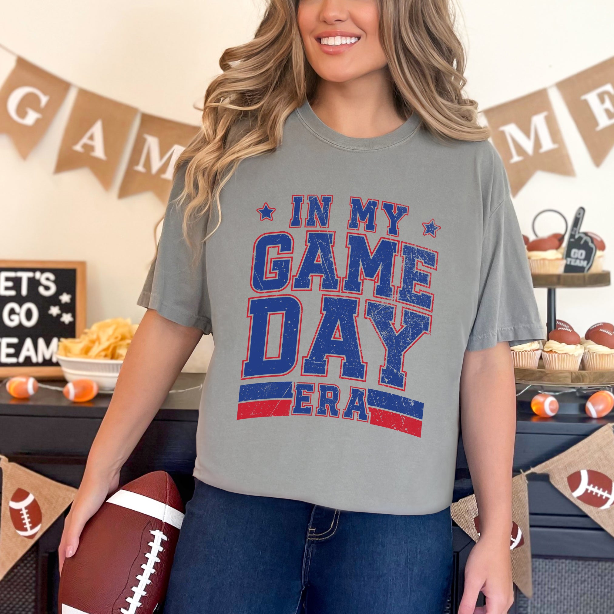 In My Game Day Era - Blue | Garment Dyed Tee