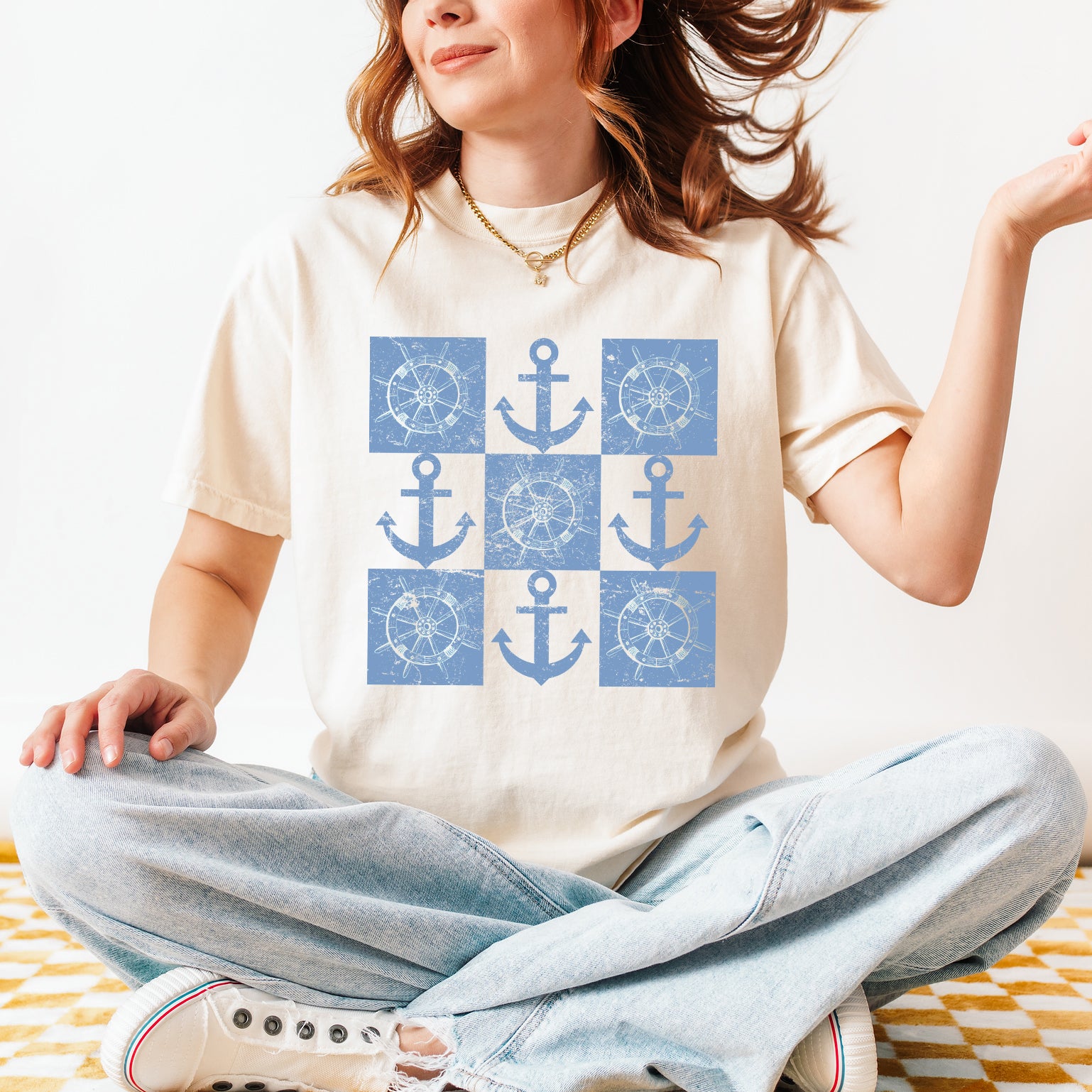 Anchor Wheel Grid | Garment Dyed Tee