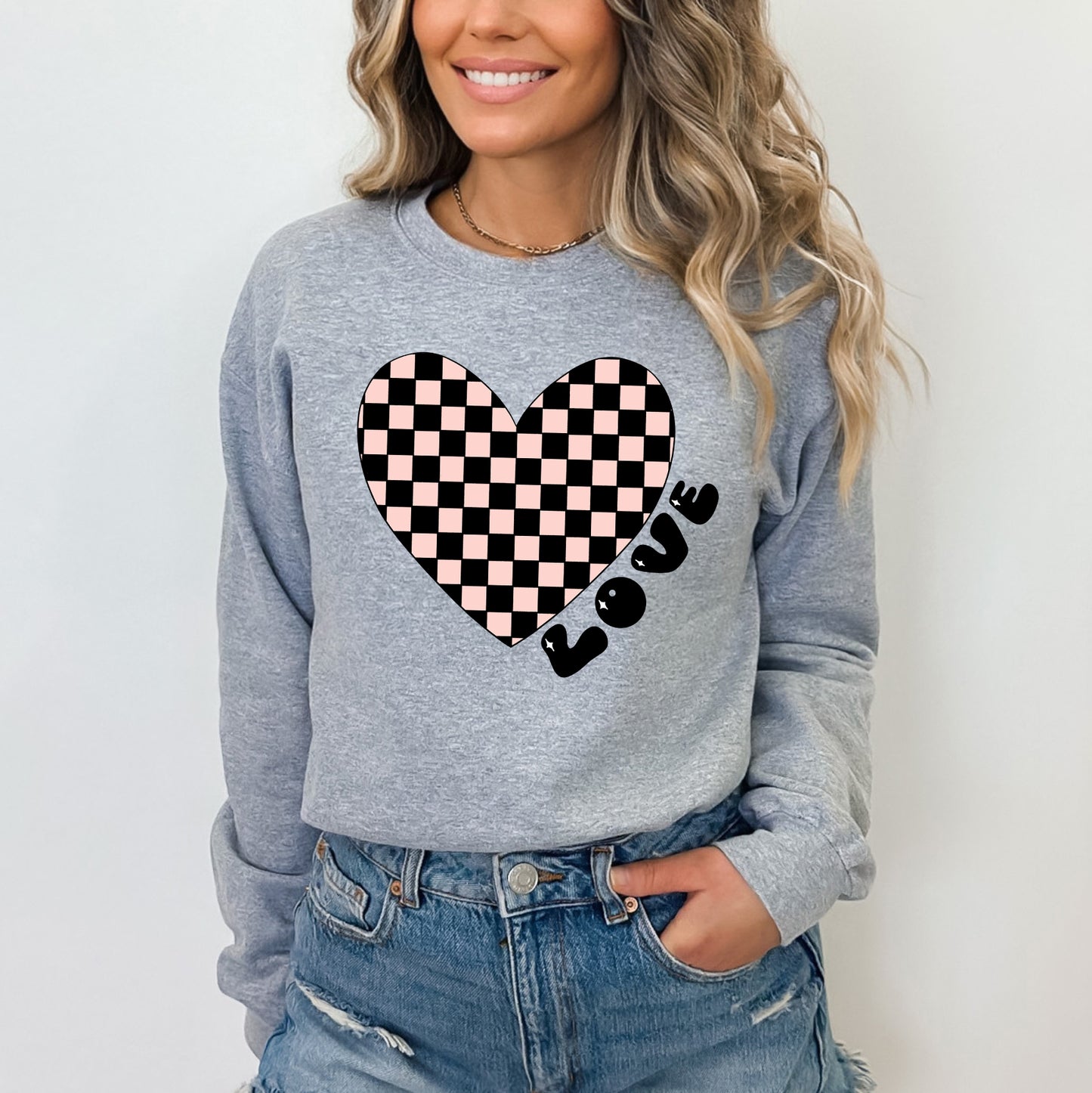 Checkered Heart Black | Sweatshirt