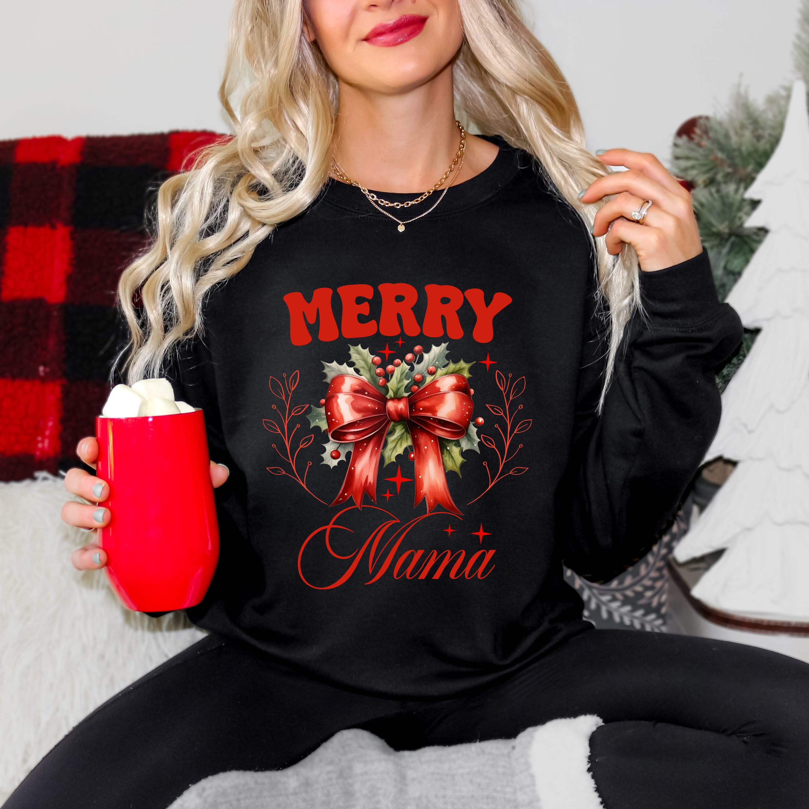 Coquette Merry Mama Bow | Sweatshirt