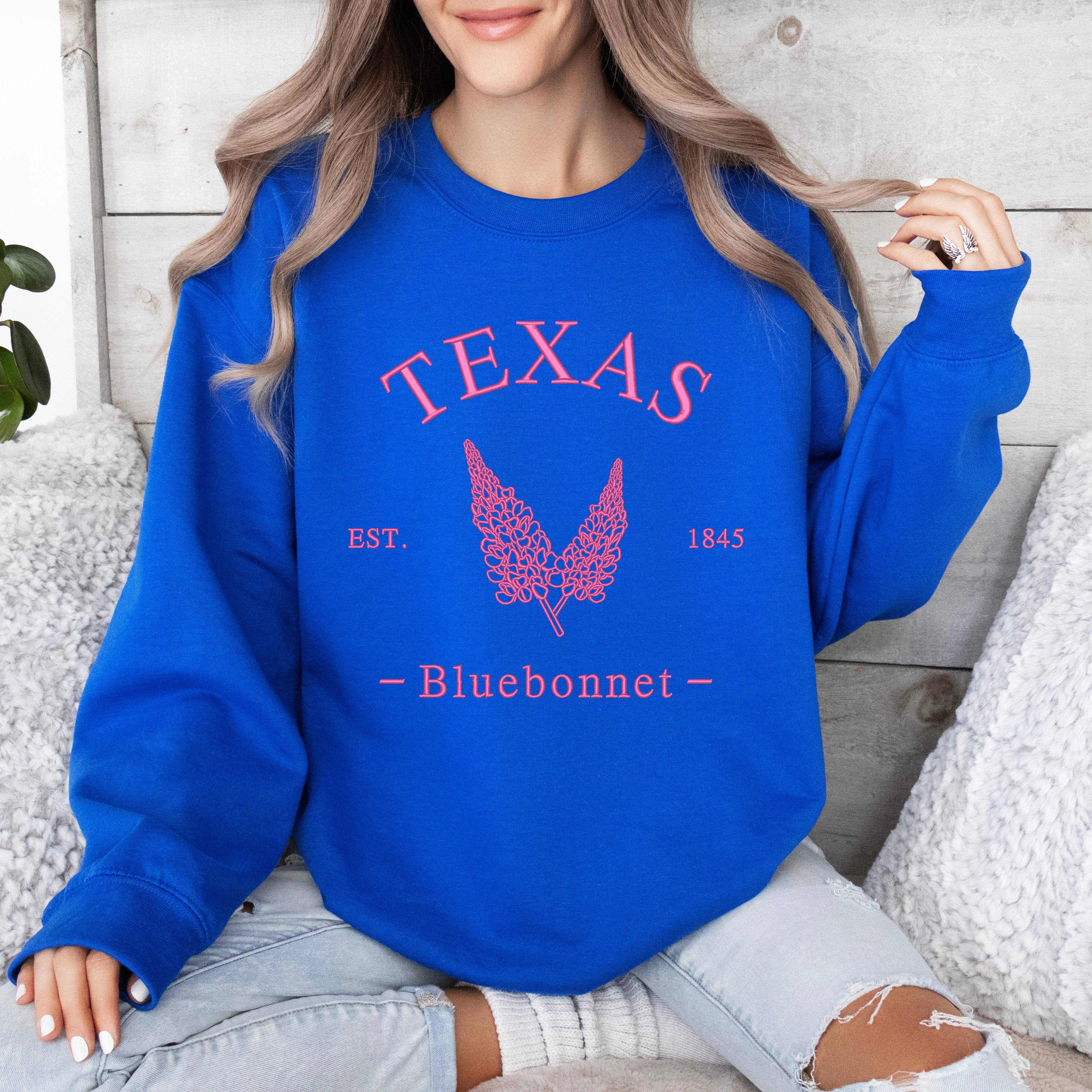 Embroidered Texas Bluebonnet Flower | Sweatshirt