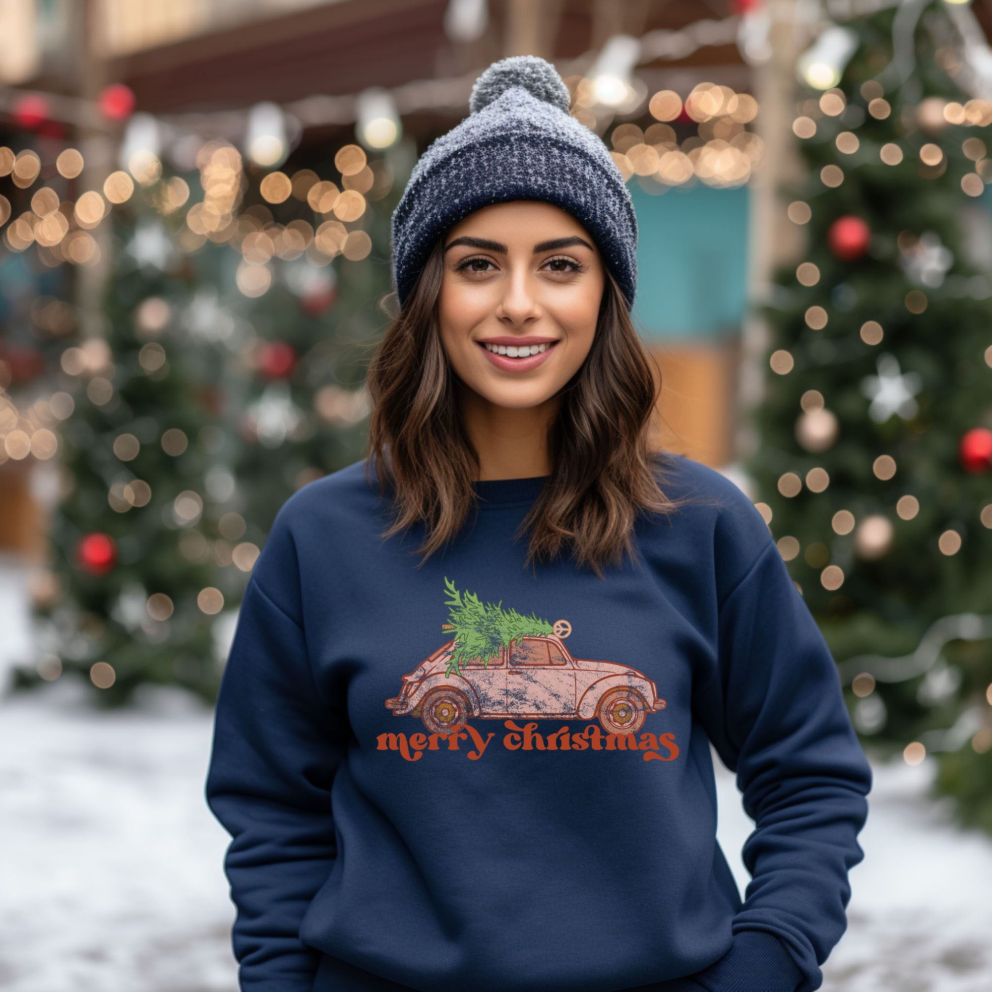 Merry Christmas Pink Car | Sweatshirt