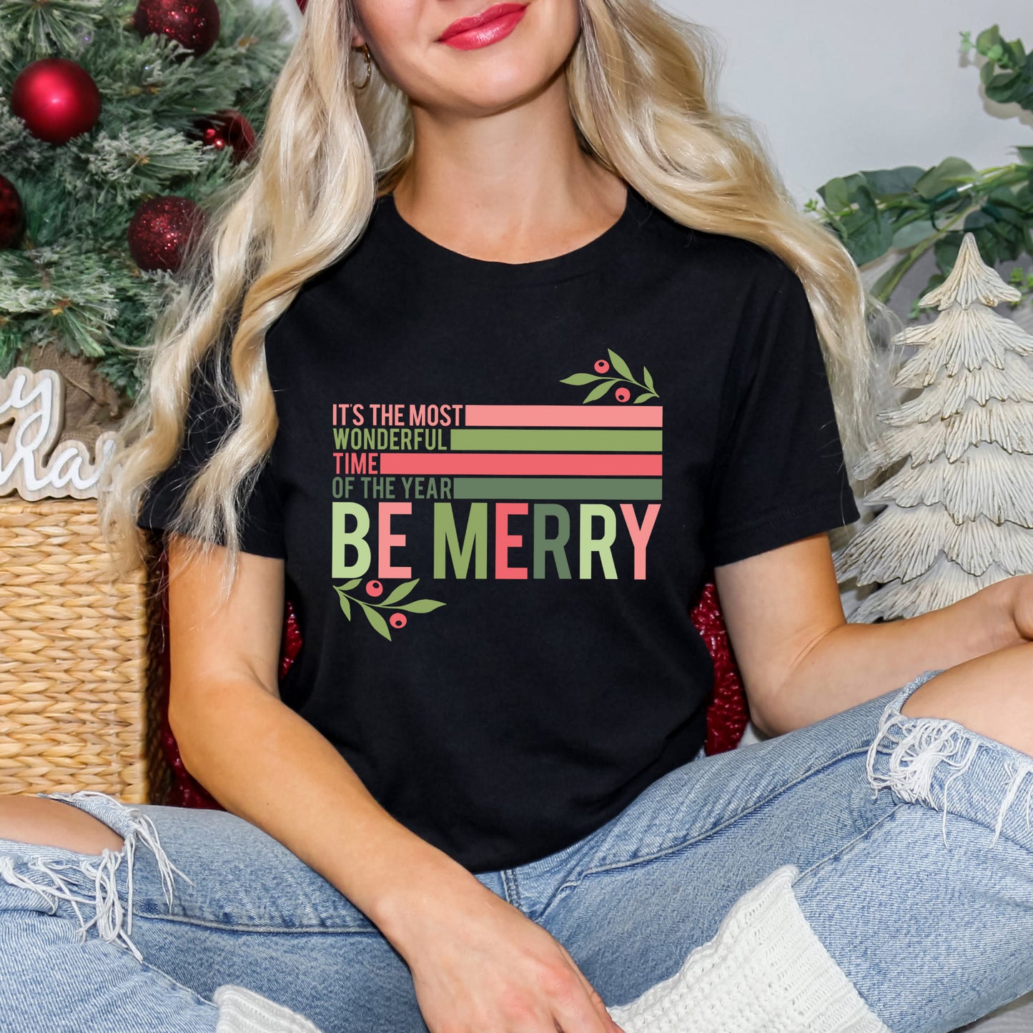 Be Merry Stripes | Short Sleeve Graphic Tee