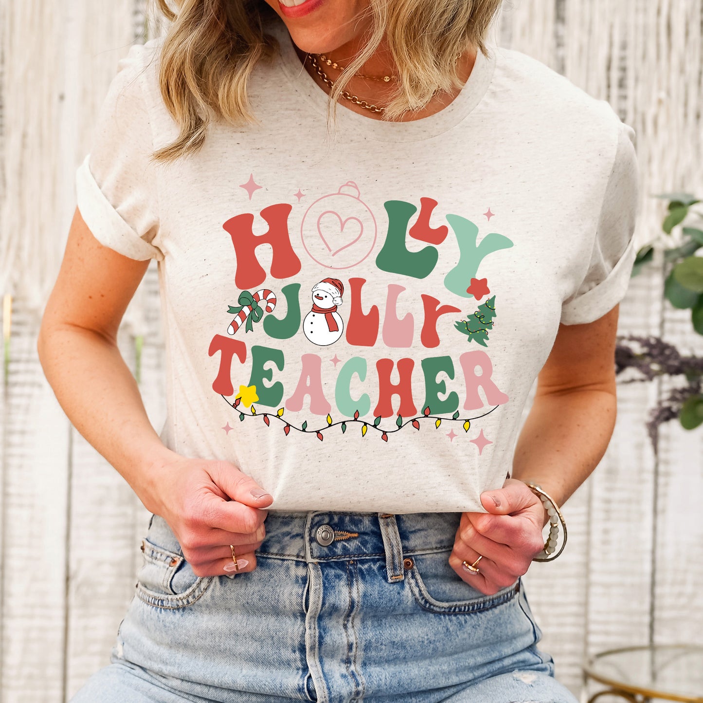 Holly Jolly Teacher | Short Sleeve Graphic Tee