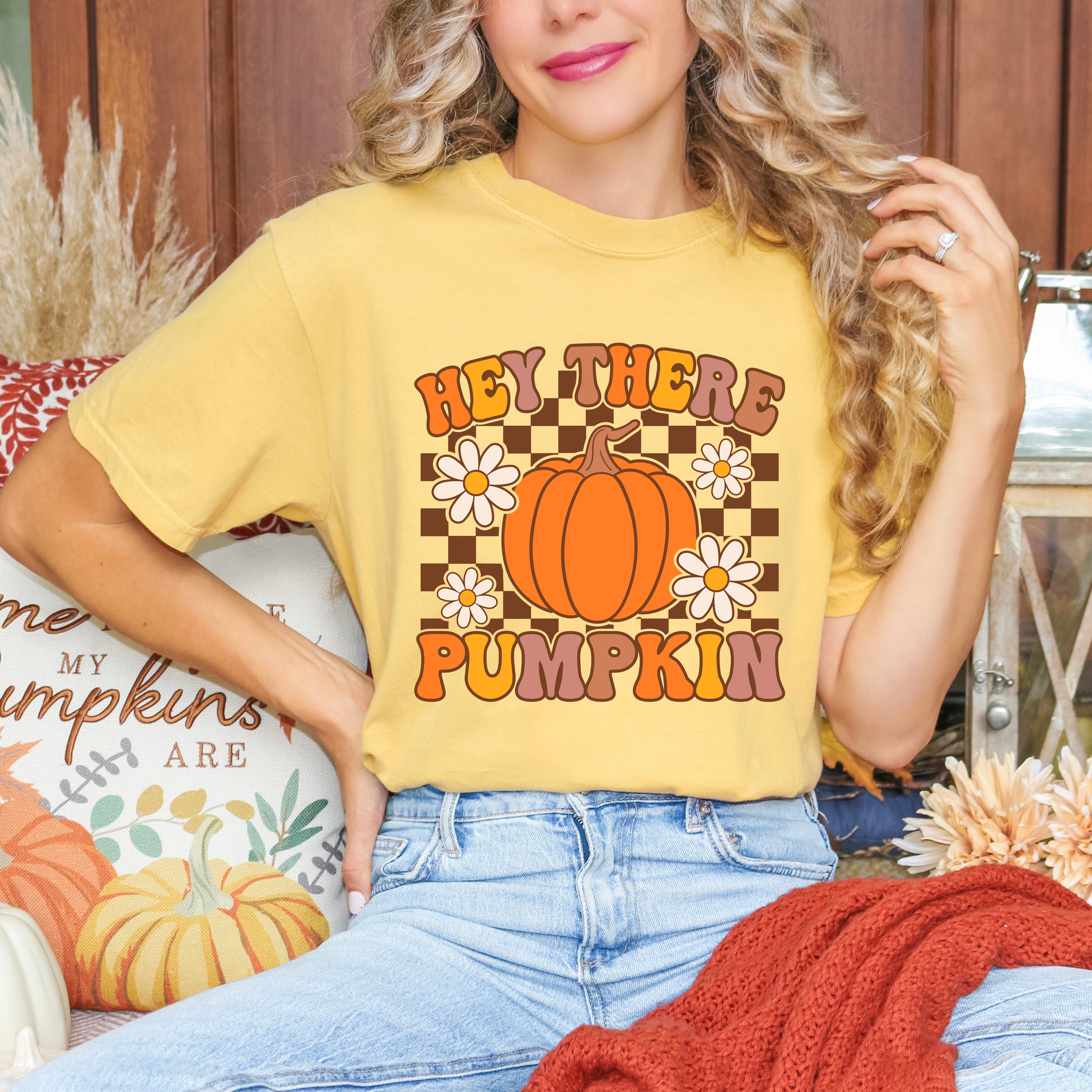 Hey There Pumpkin Flowers | Garment Dyed Tee