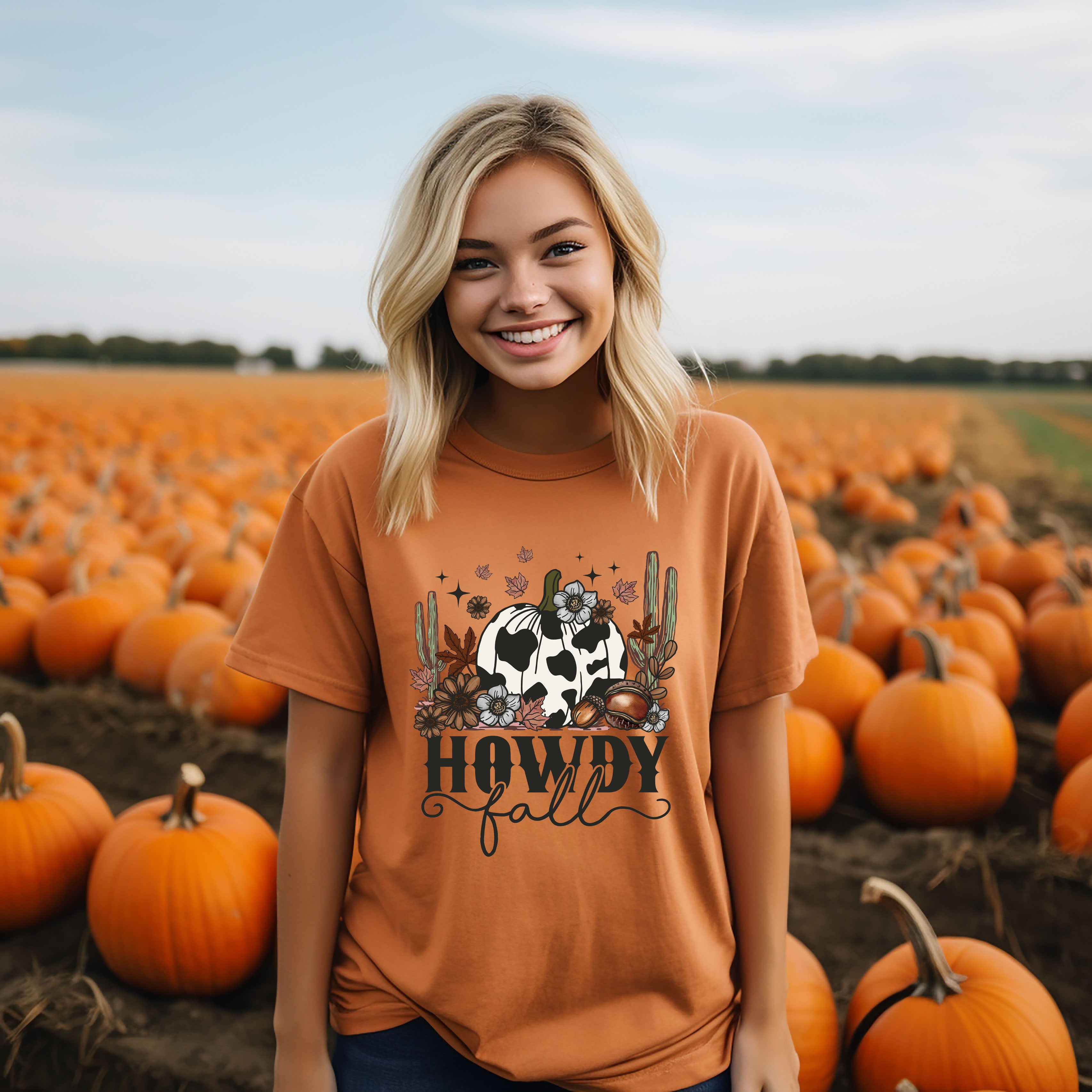 Howdy Fall Pumpkin | Garment Dyed Short Sleeve Tee