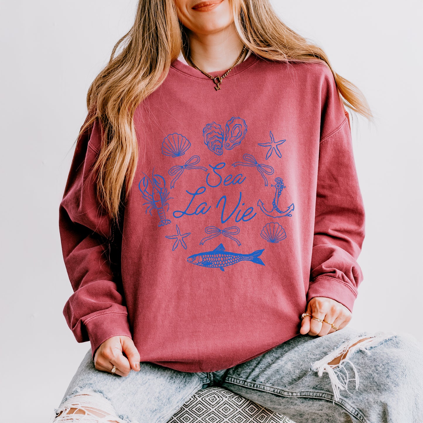 Sea La Vie Collage | Lightweight Garment Dyed Sweatshirt