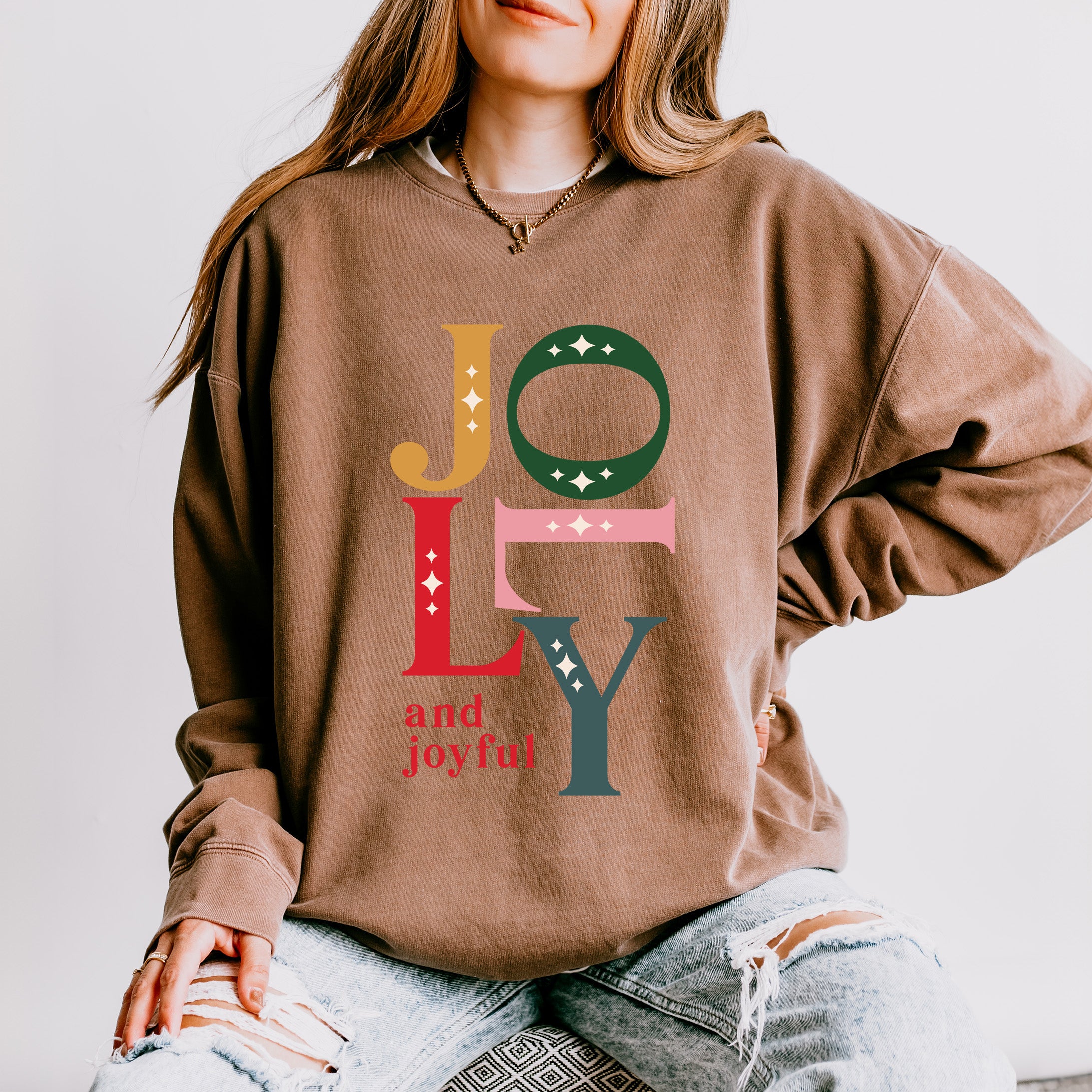 Jolly And Joyful | Lightweight Garment Dyed Sweatshirt