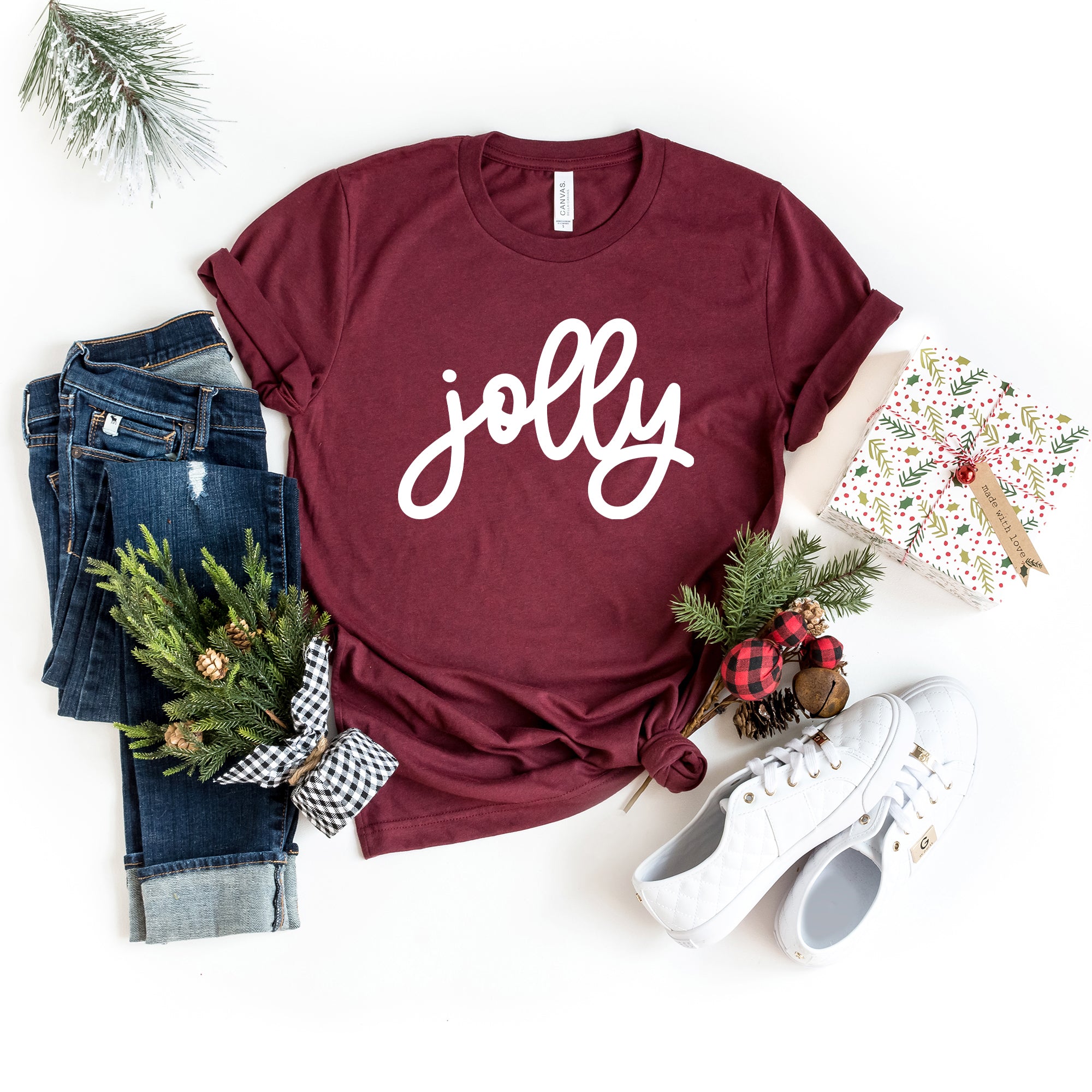 Jolly Bold Cursive | Short Sleeve Crew Neck