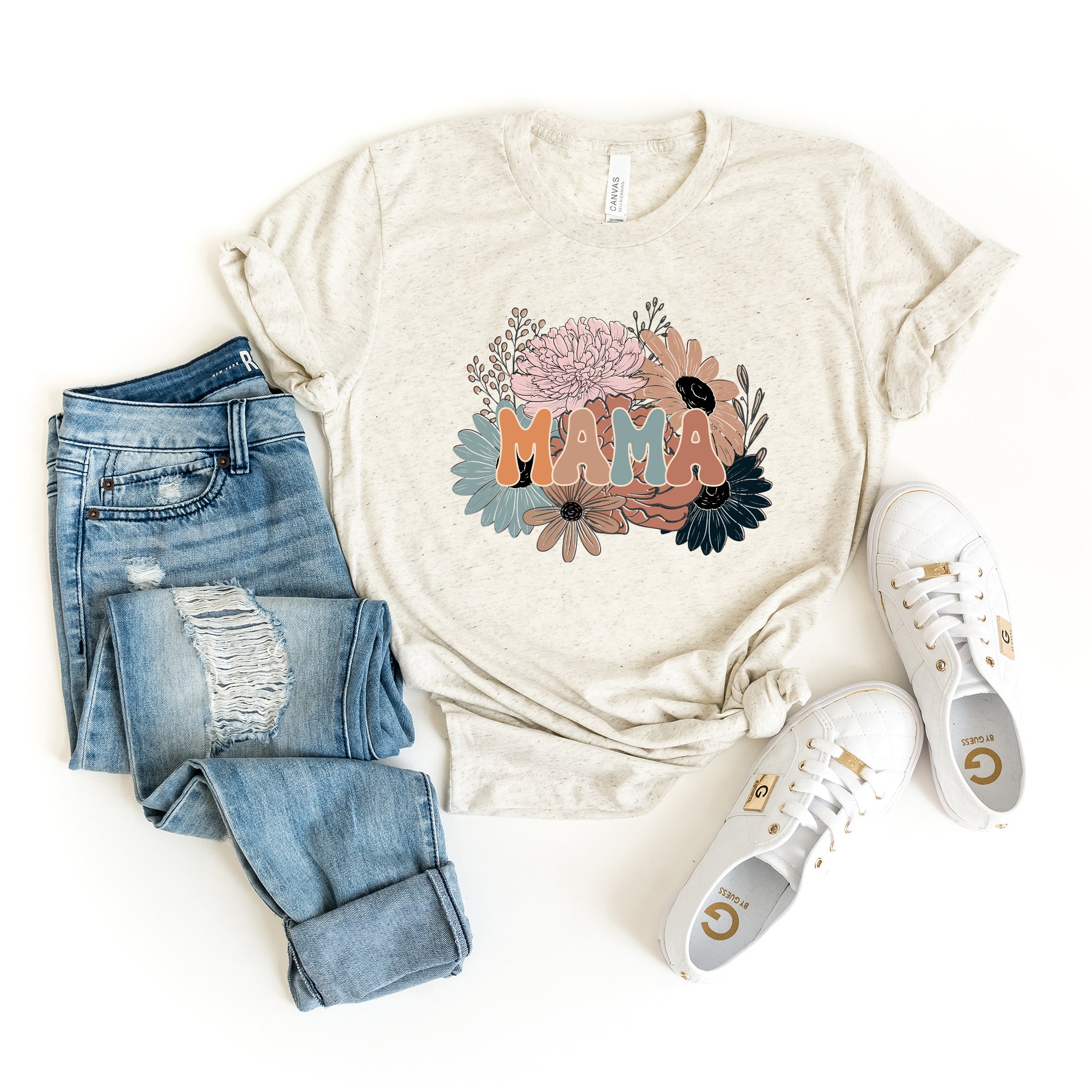 Mama Colorful Flower Bouquet | Short Sleeve Graphic Tee