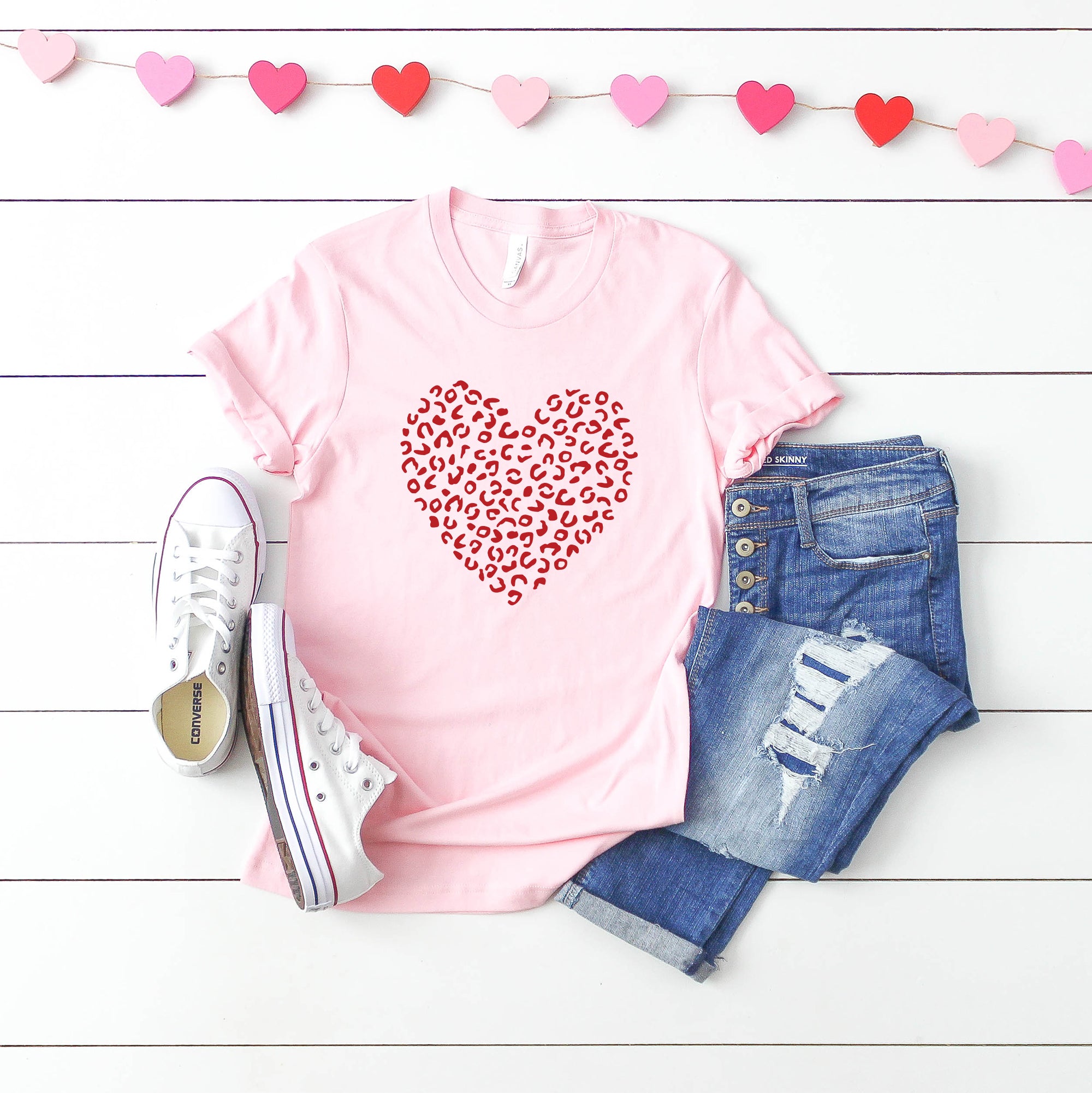 Valentine Leopard Heart | Short Sleeve Graphic Tee