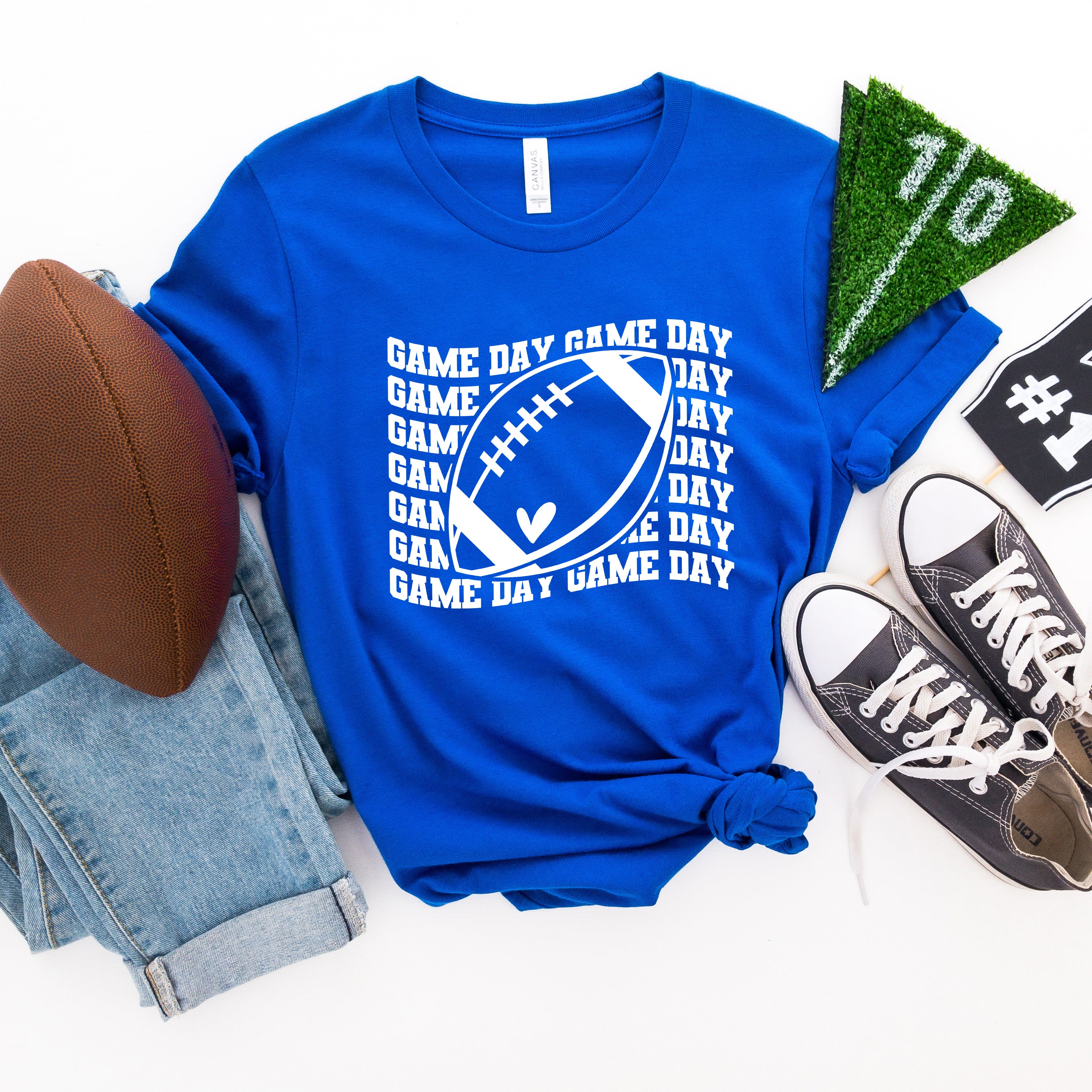 Football Game Day Stacked Wavy | Short Sleeve Graphic Tee