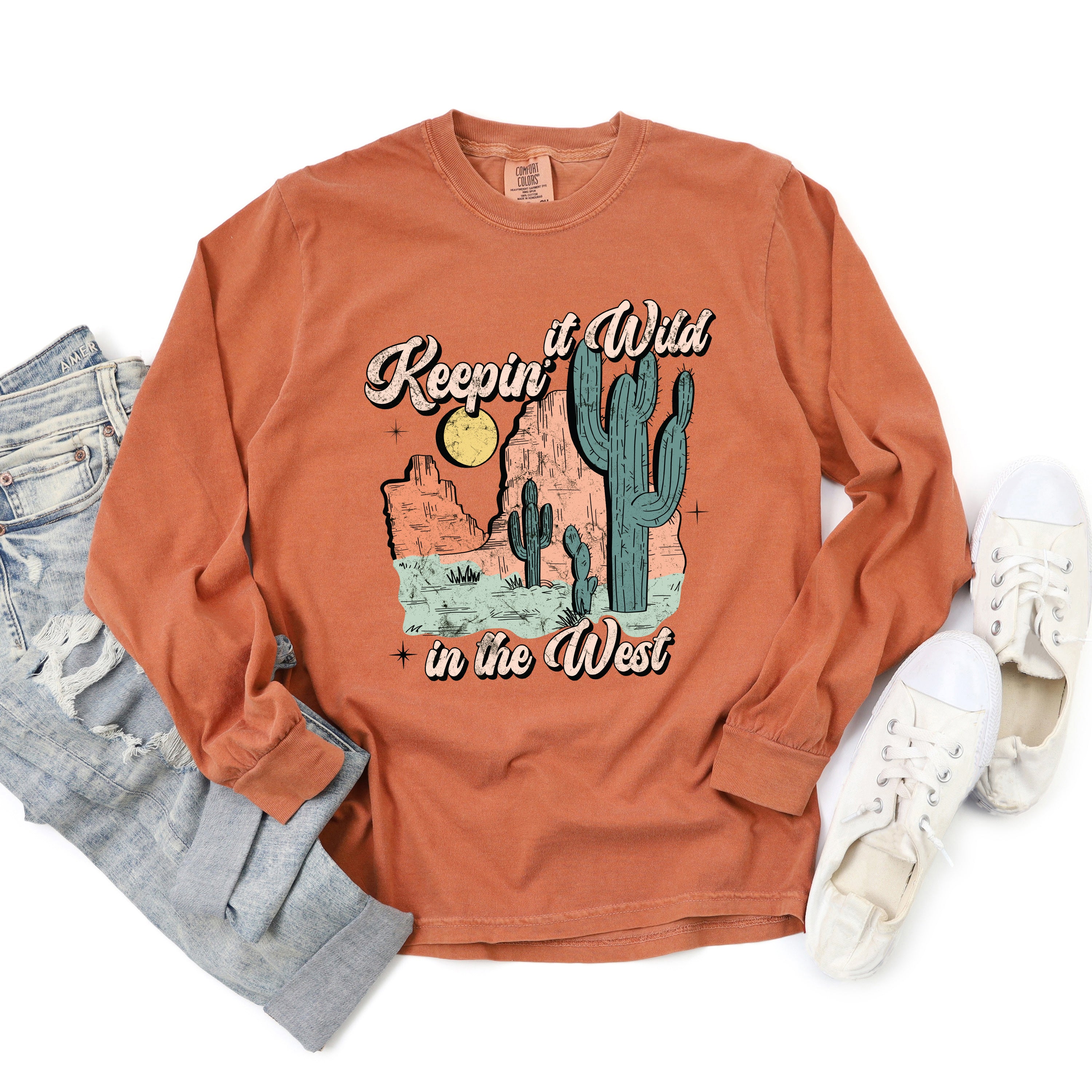 Keepin It Wild Colorful | Garment Dyed Long Sleeve Tee