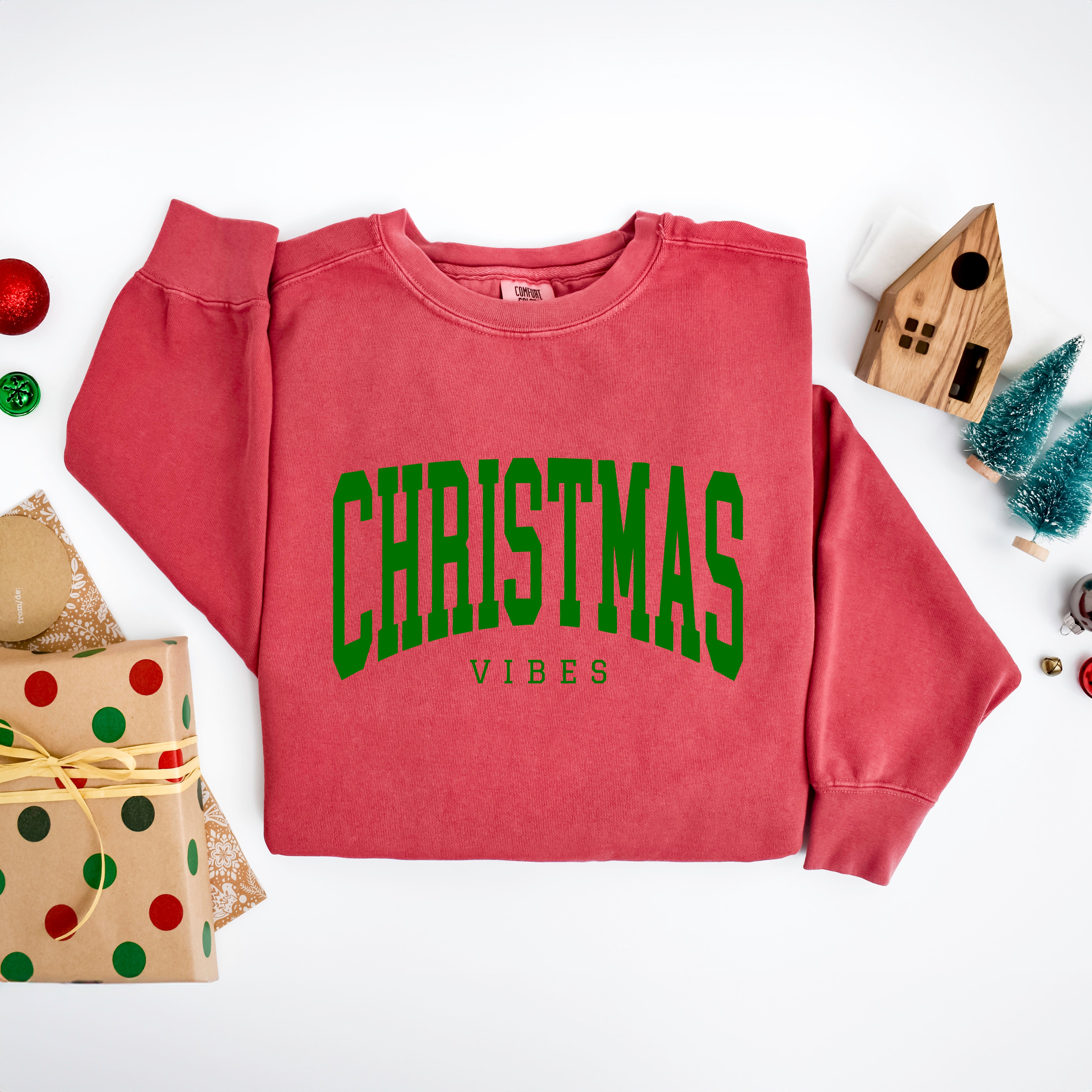 Christmas Vibes Varsity | Garment Dyed Sweatshirt
