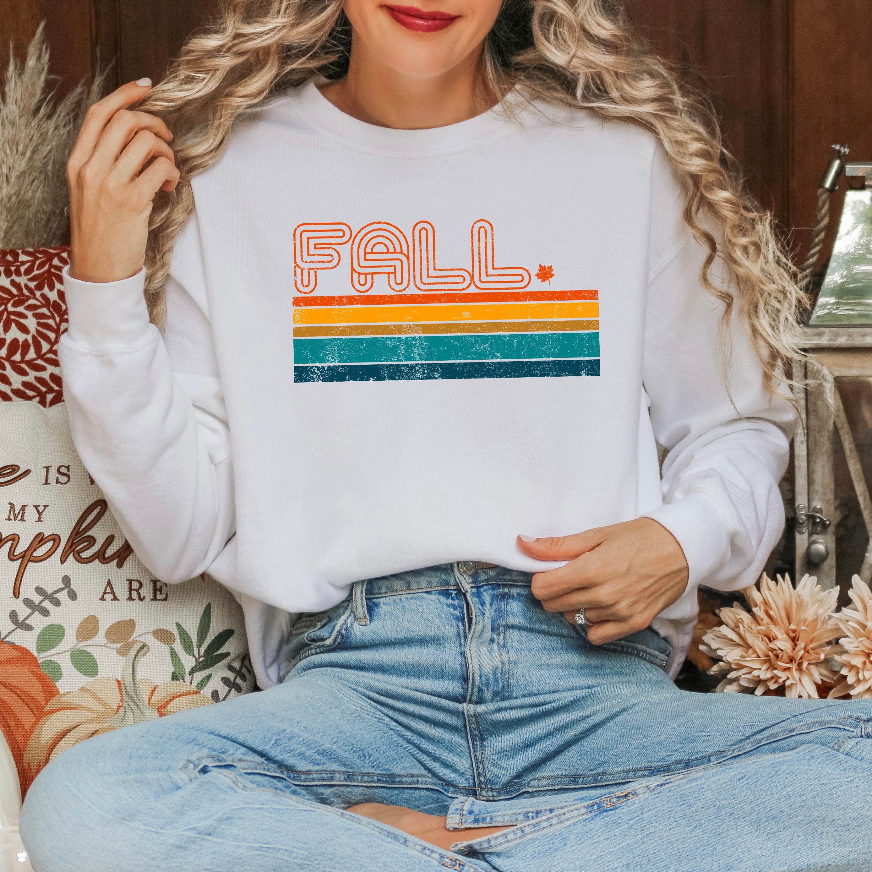 Retro Fall Stripes | Garment Dyed Sweatshirt