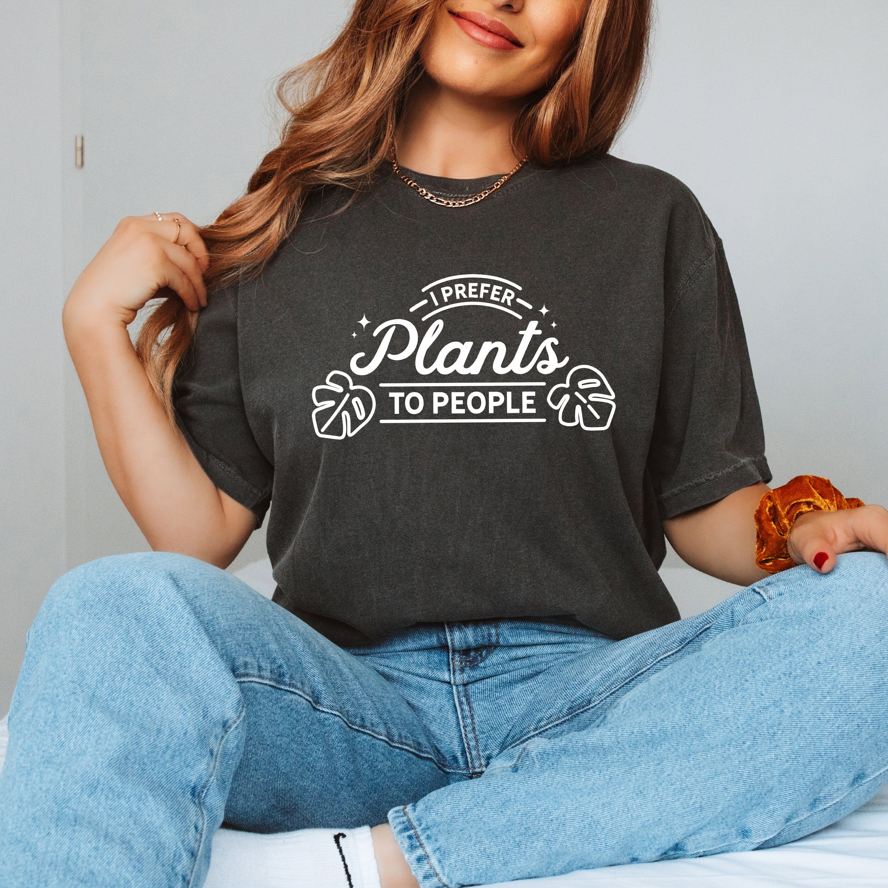 I Prefer Plants To People | Garment Dyed Short Sleeve Tee